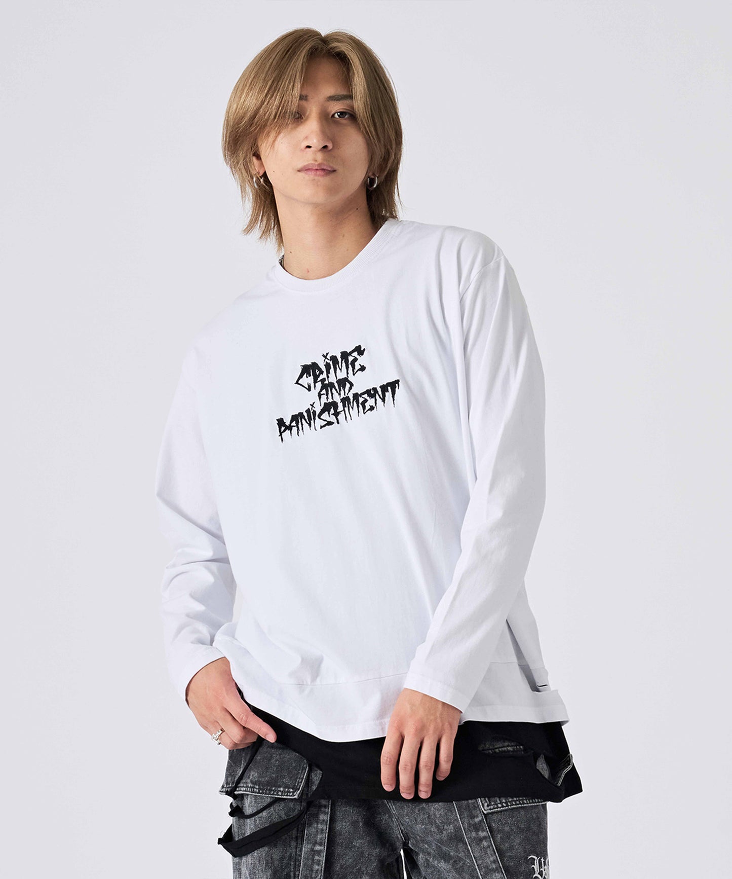 フェイクレイヤードグランジ長袖Tee