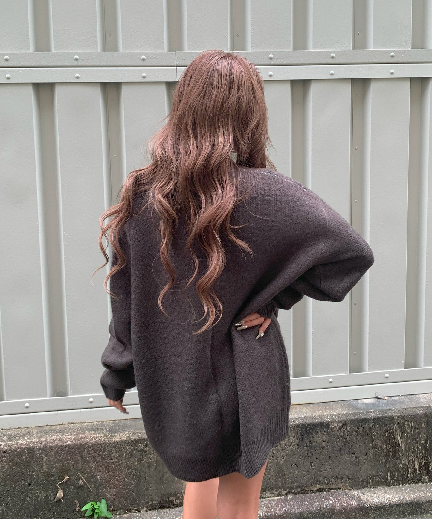 ハート柄モヘアタッチニット