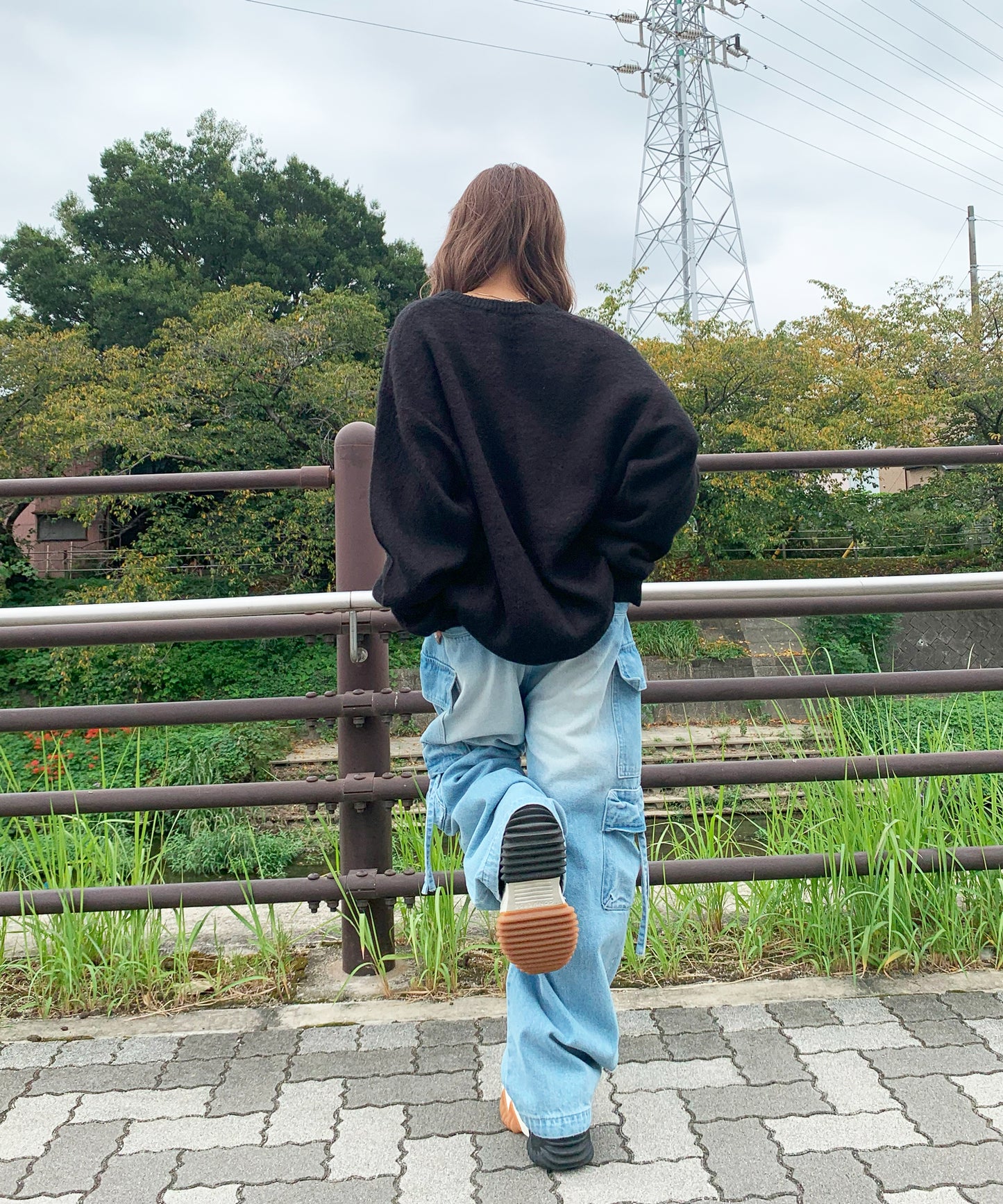 ハート柄モヘアタッチニット