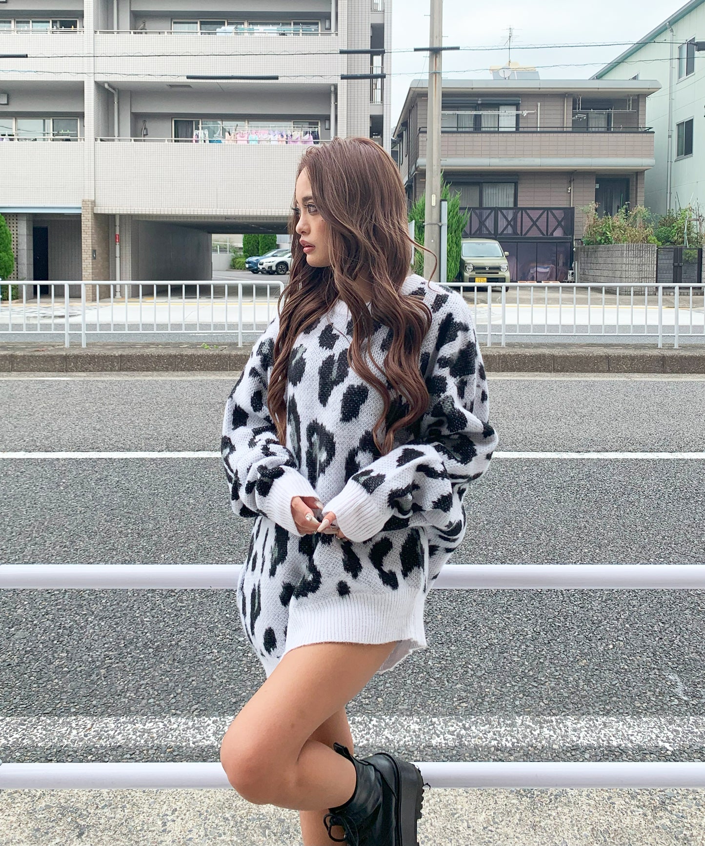 モヘアタッチレオパードニット