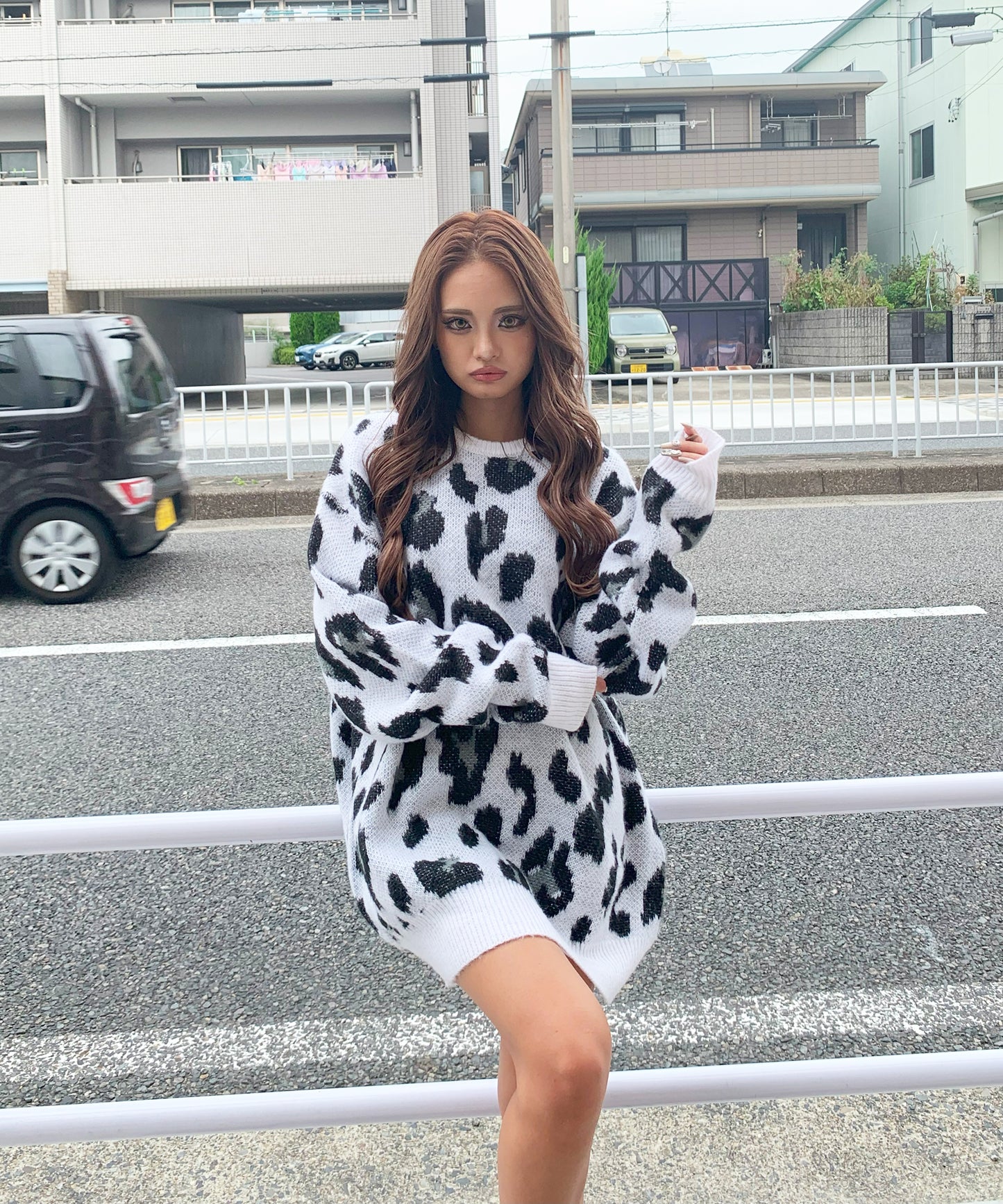 モヘアタッチレオパードニット