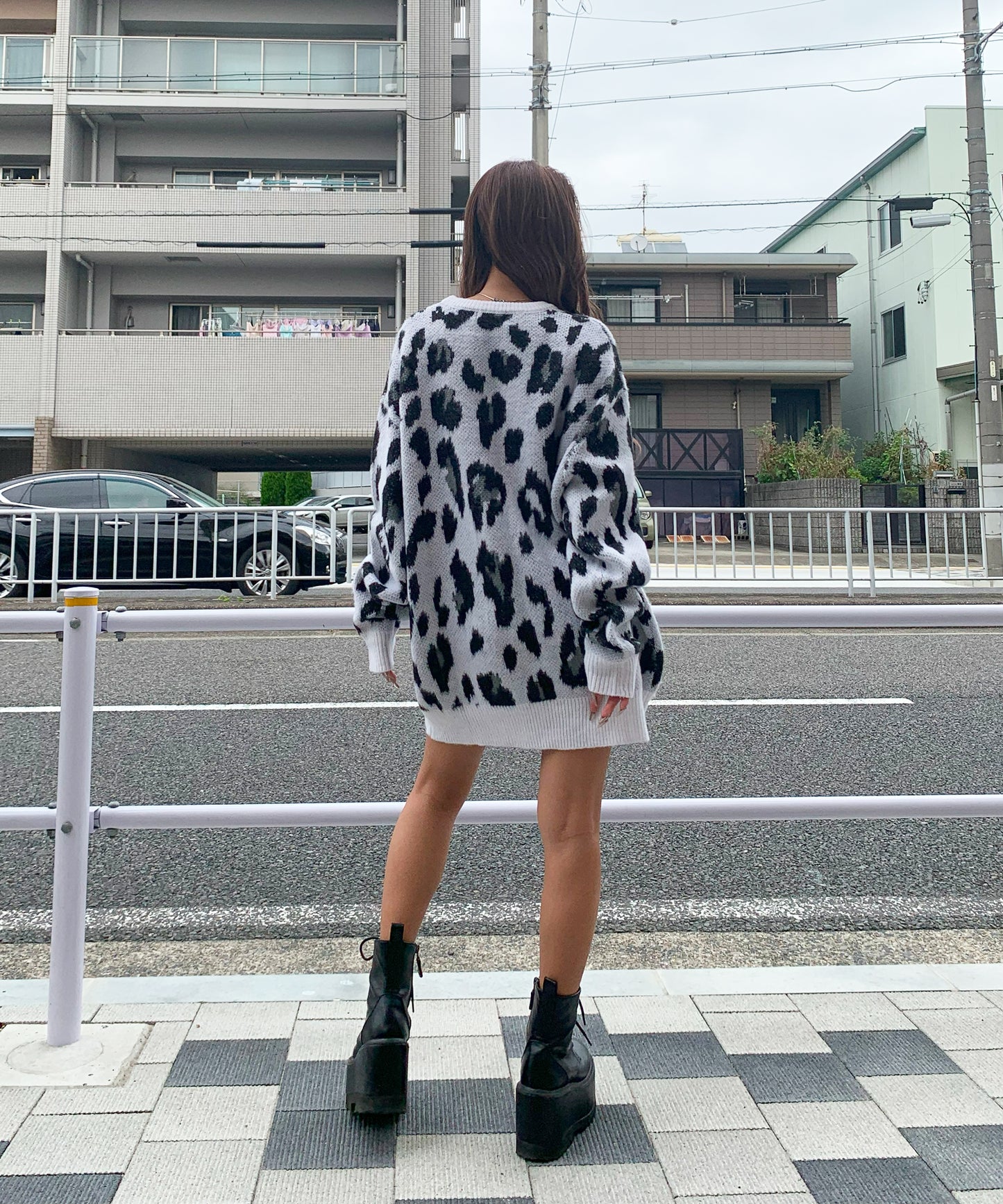 モヘアタッチレオパードニット