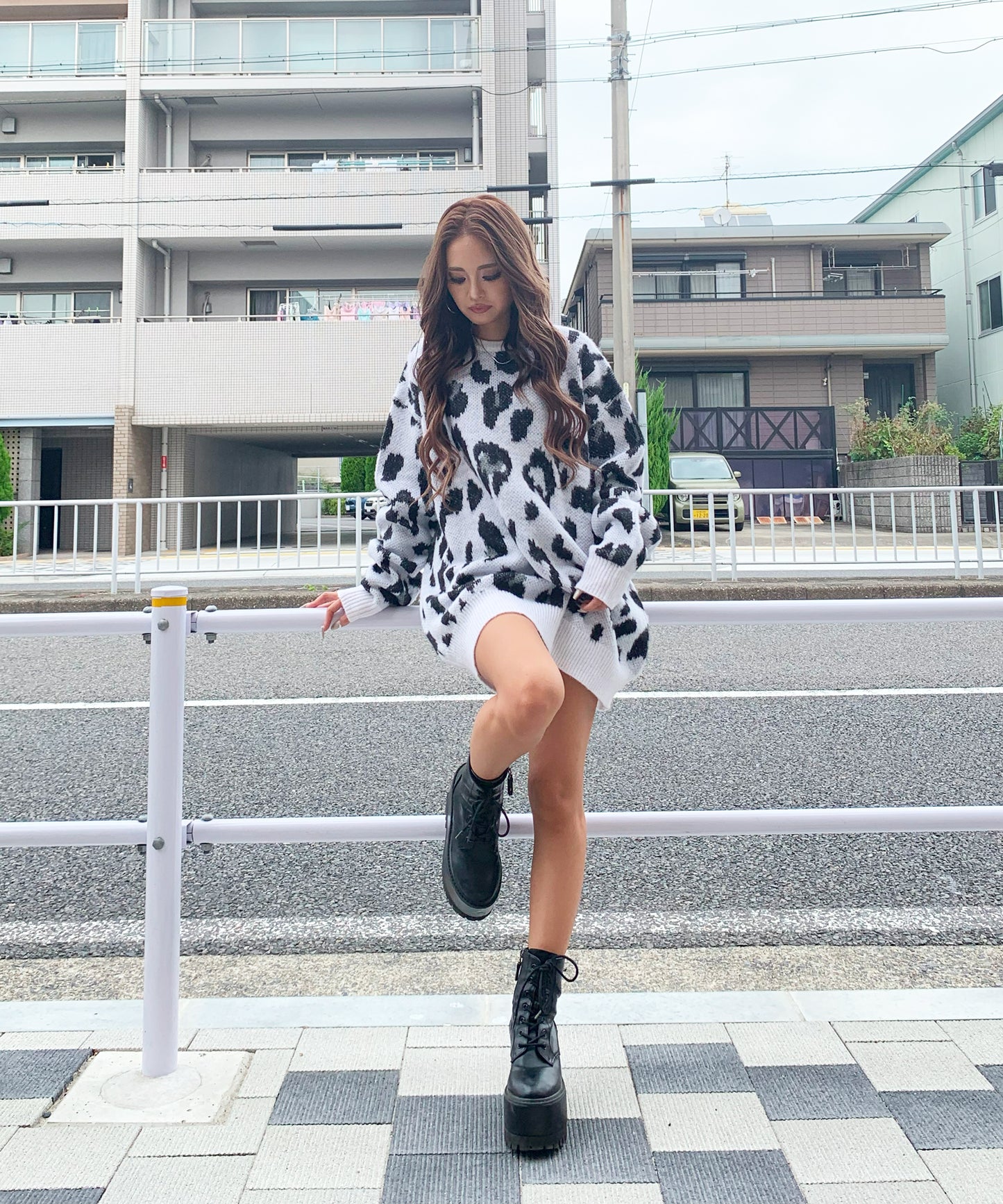 モヘアタッチレオパードニット