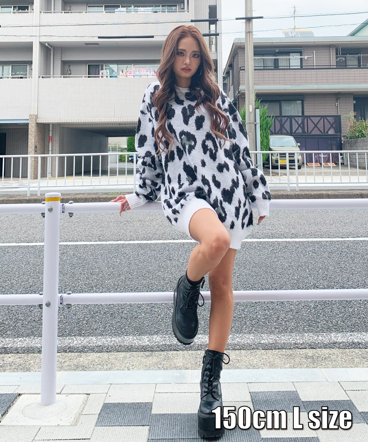 モヘアタッチレオパードニット