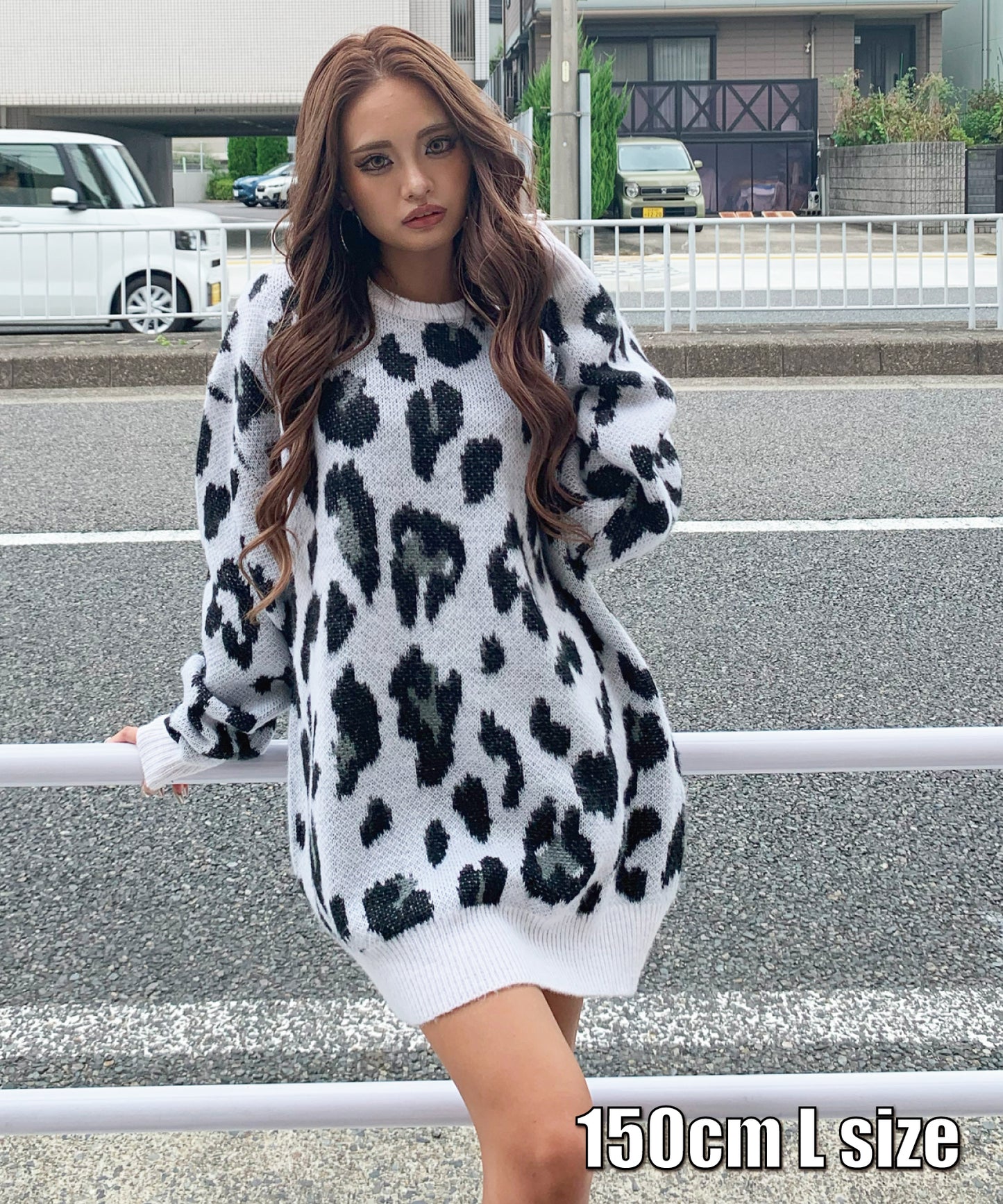 モヘアタッチレオパードニット