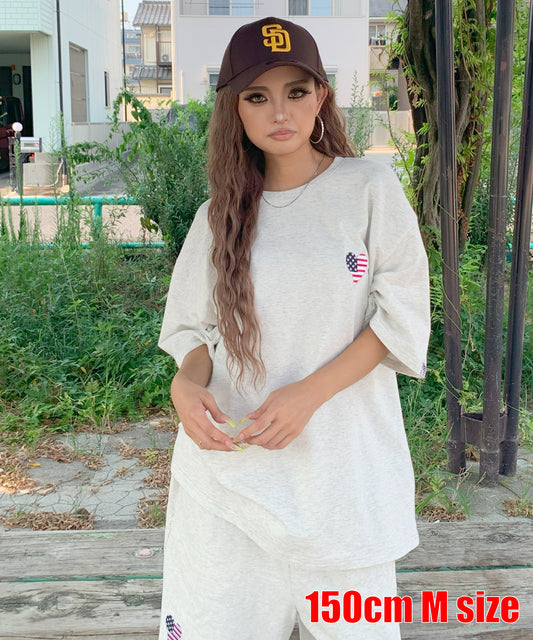 ハート刺繍Tシャツ