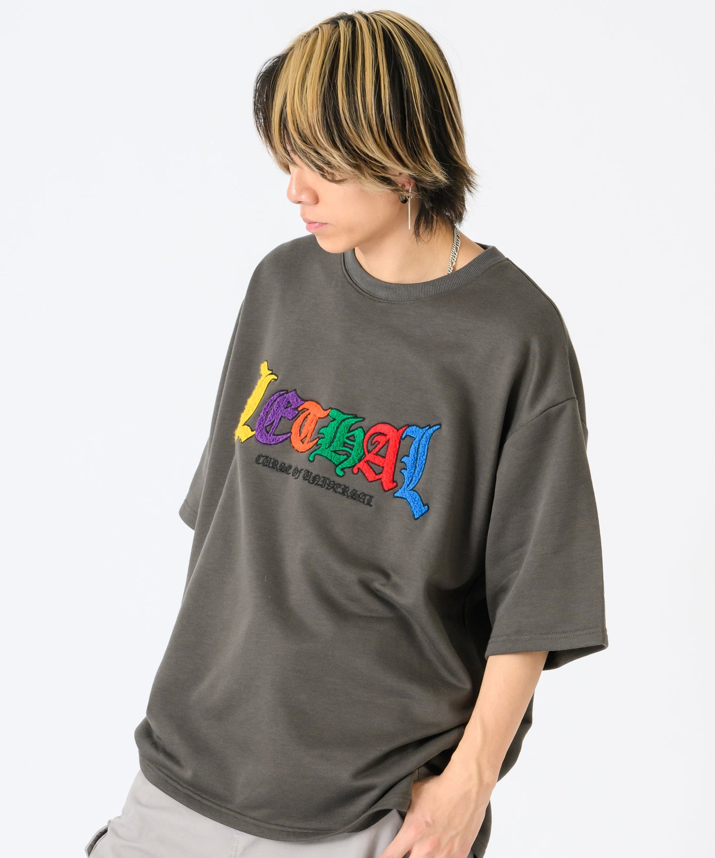 サガラ刺繍マルチカラーロゴTシャツ