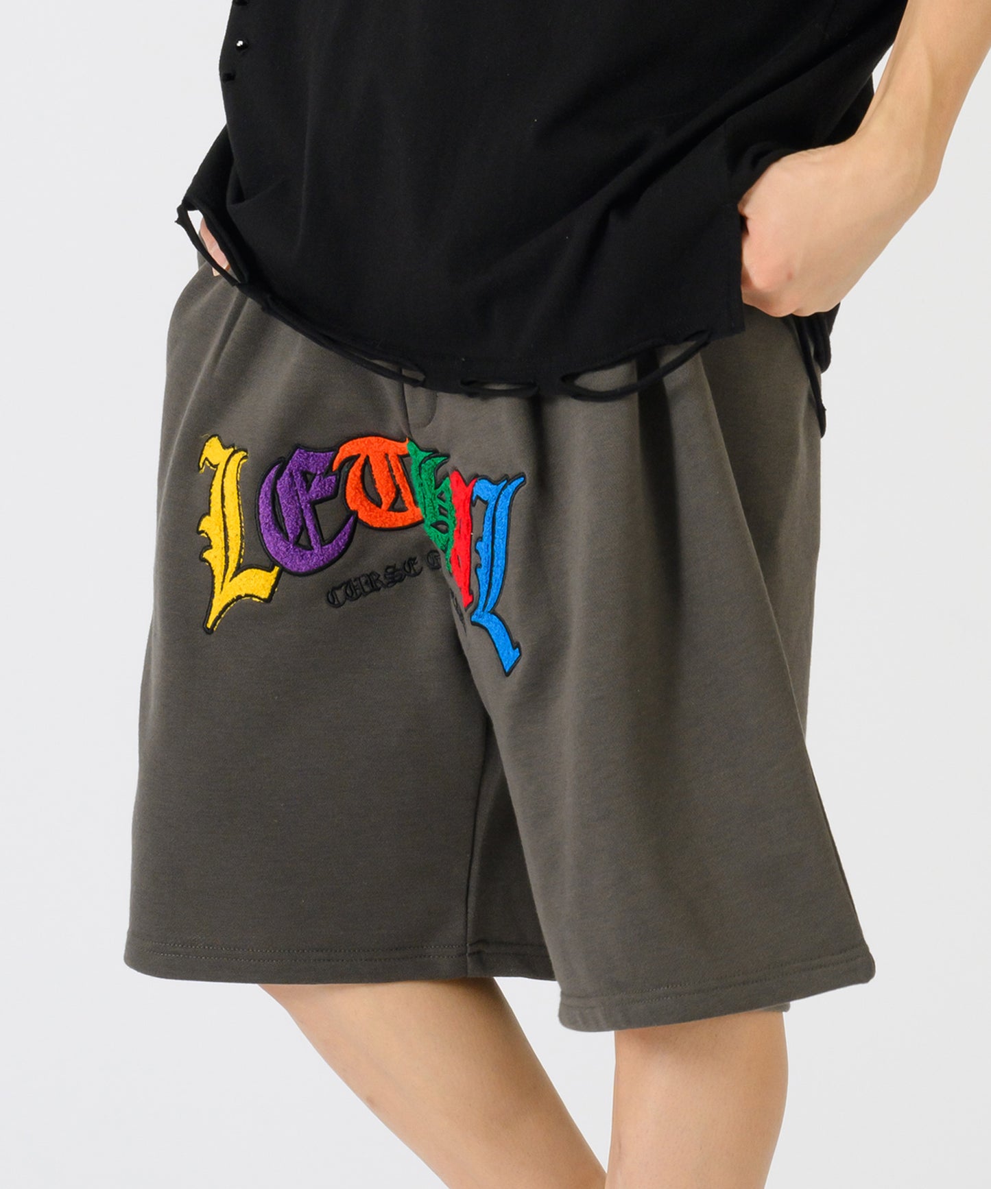 サガラ刺繍マルチカラーショートパンツ