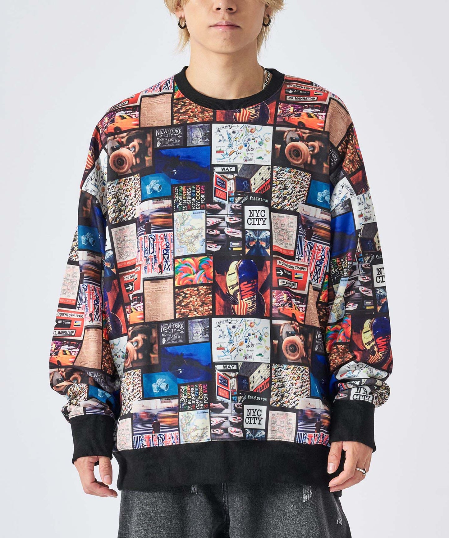 総柄ワイドトレーナー