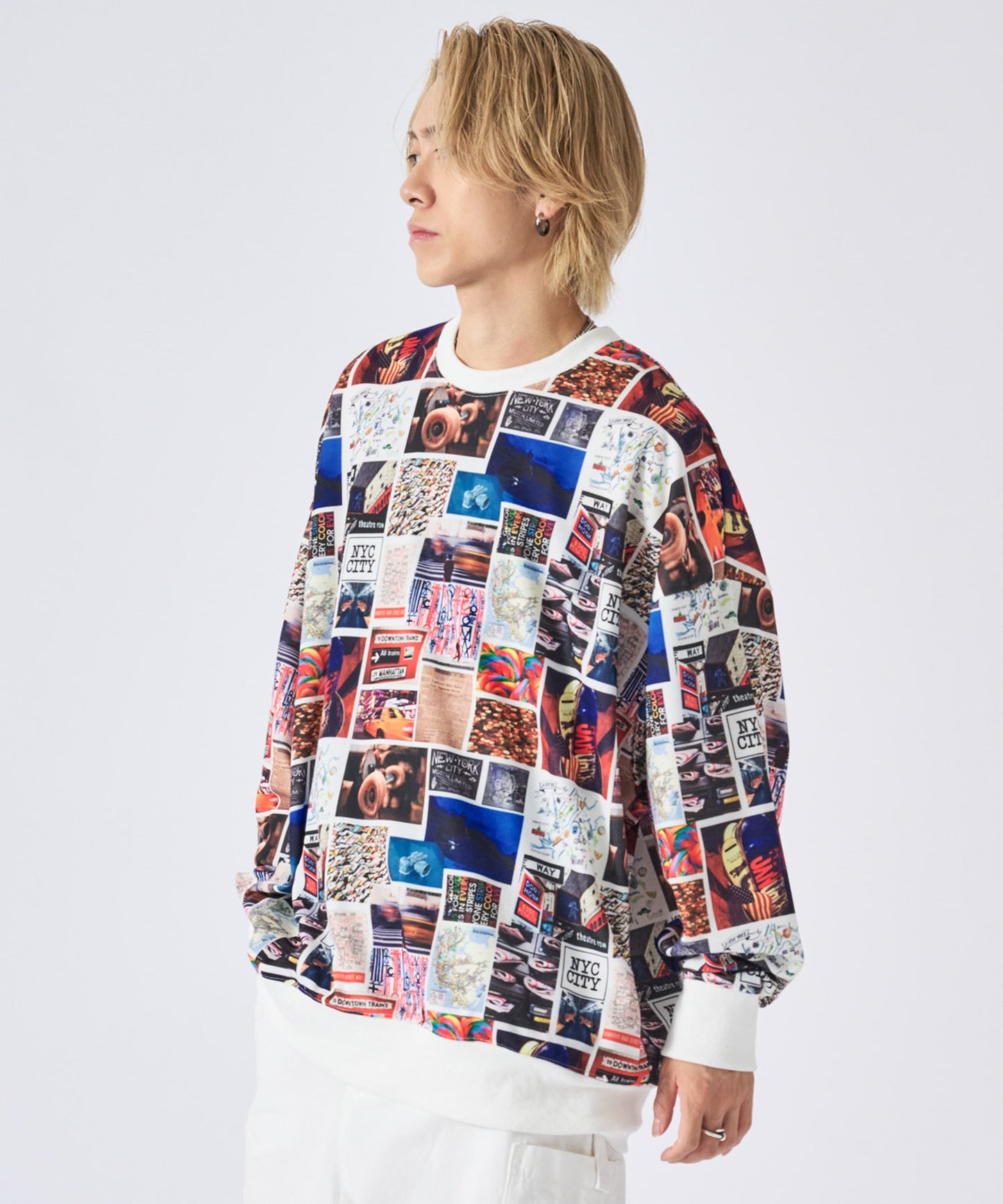 総柄ワイドトレーナー