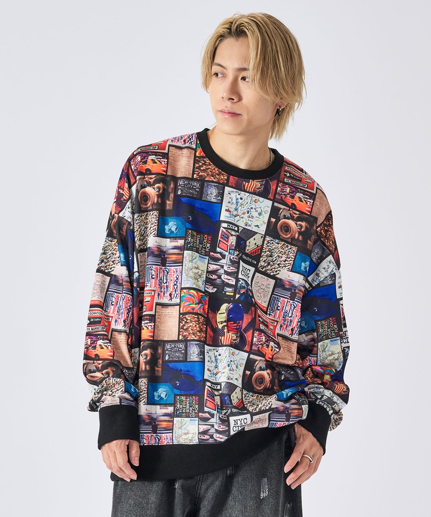 総柄ワイドトレーナー