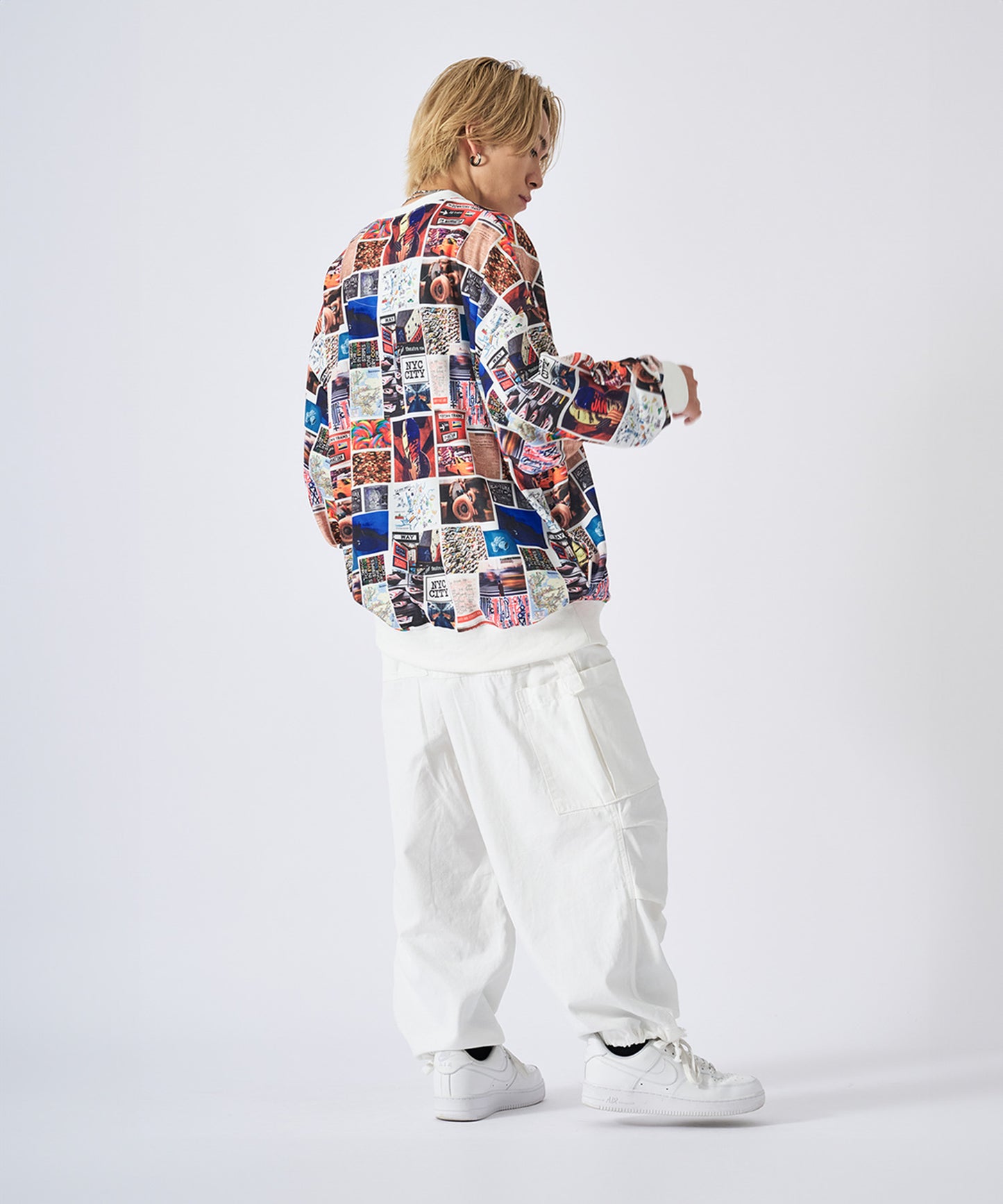 総柄ワイドトレーナー