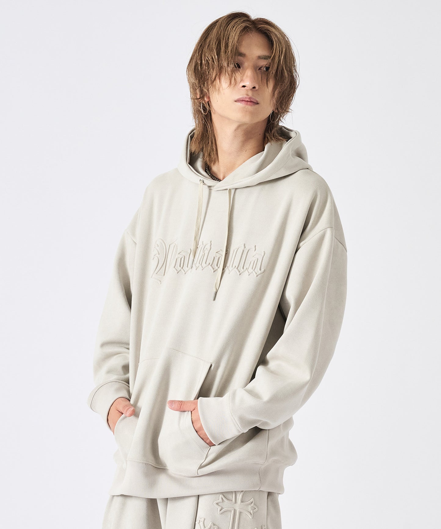 スエードエンボスプルパーカー