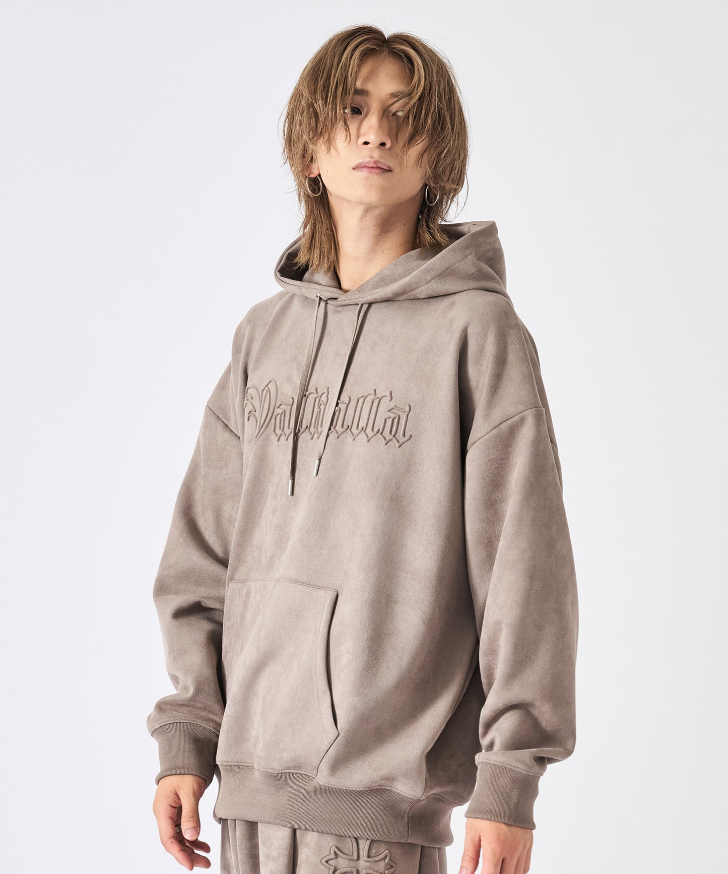 スエードエンボスプルパーカー