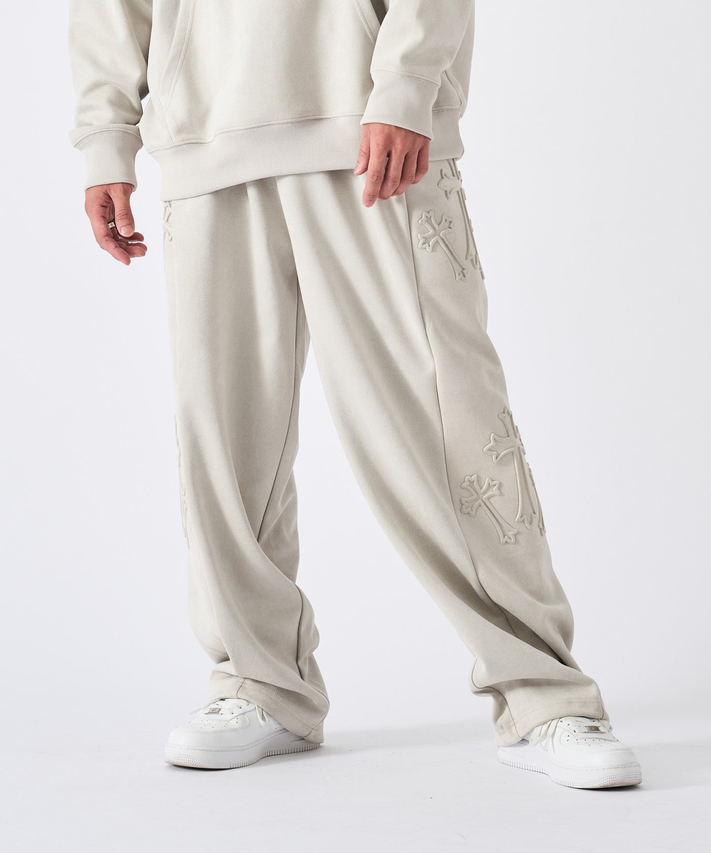 スエードエンボスワイドパンツ