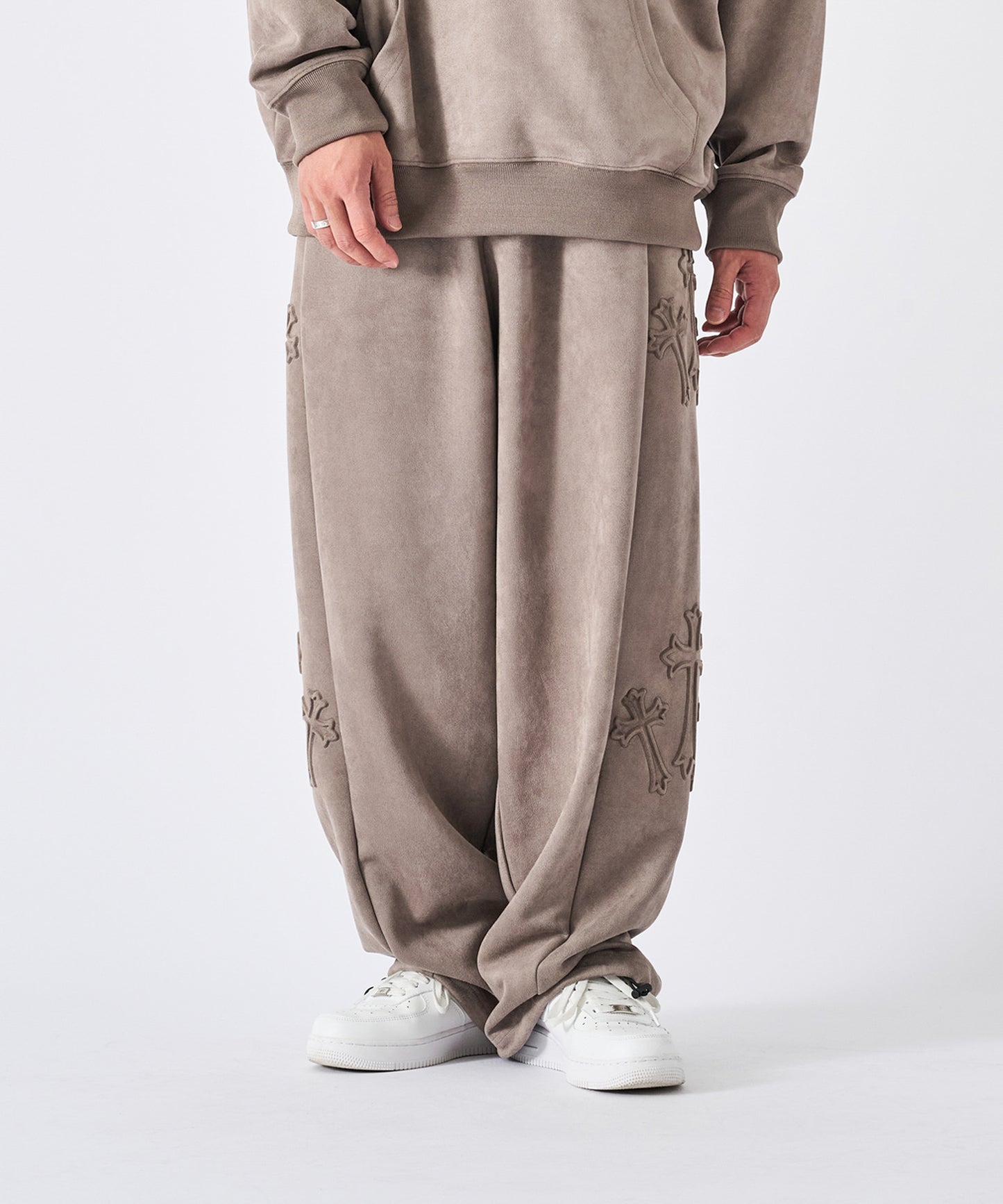 スエードエンボスワイドパンツ