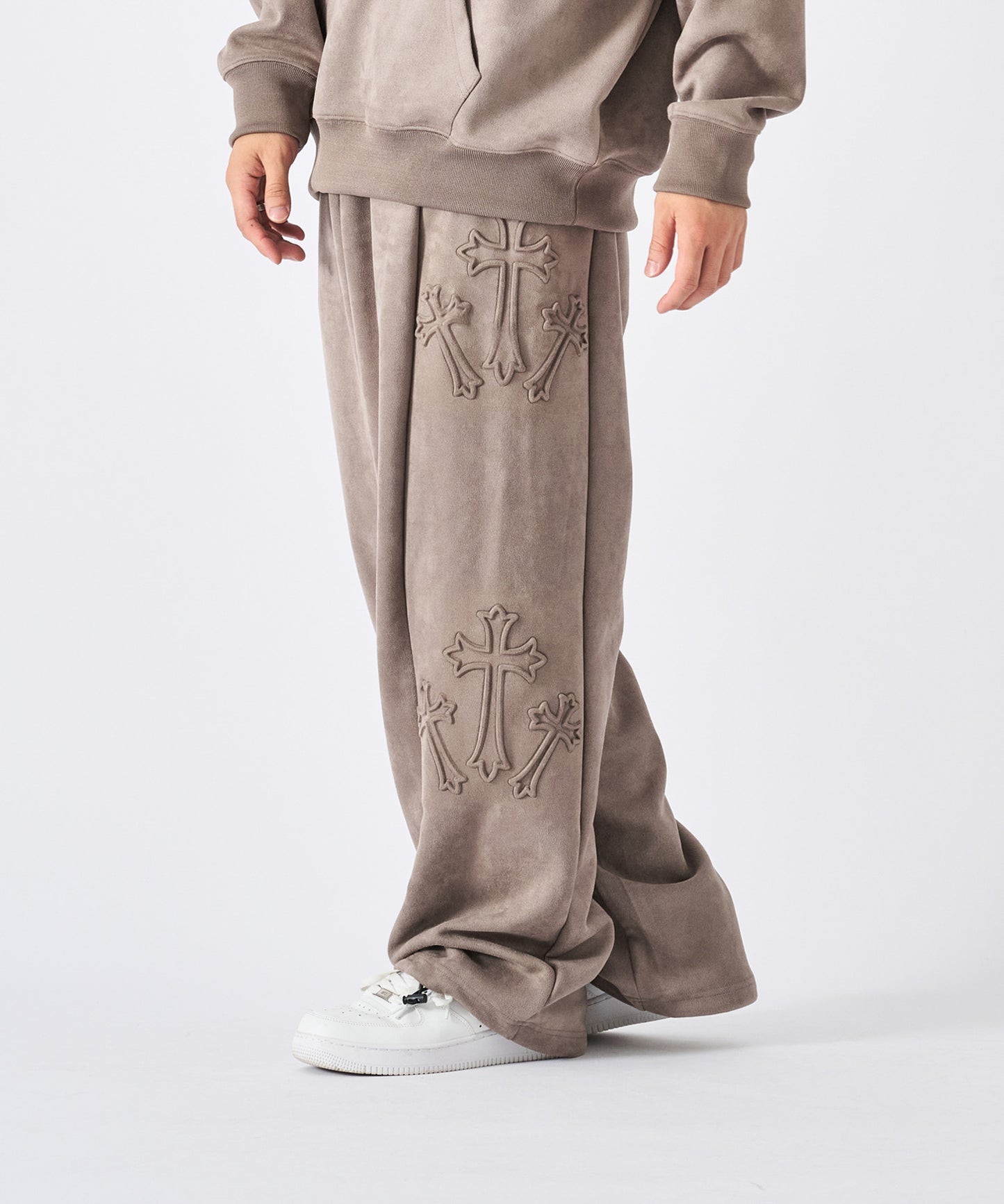 スエードエンボスワイドパンツ