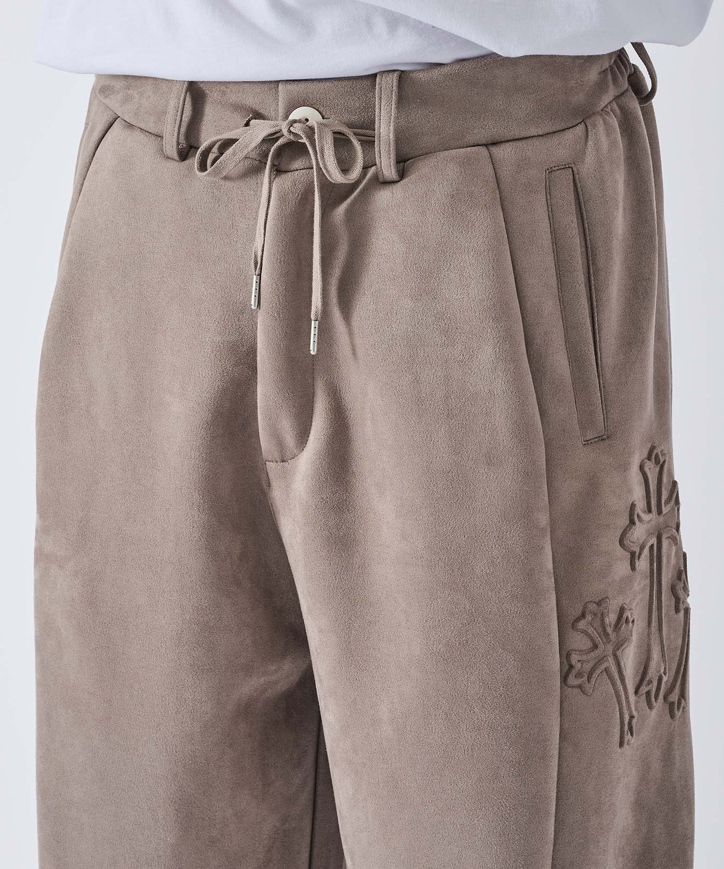 スエードエンボスワイドパンツ