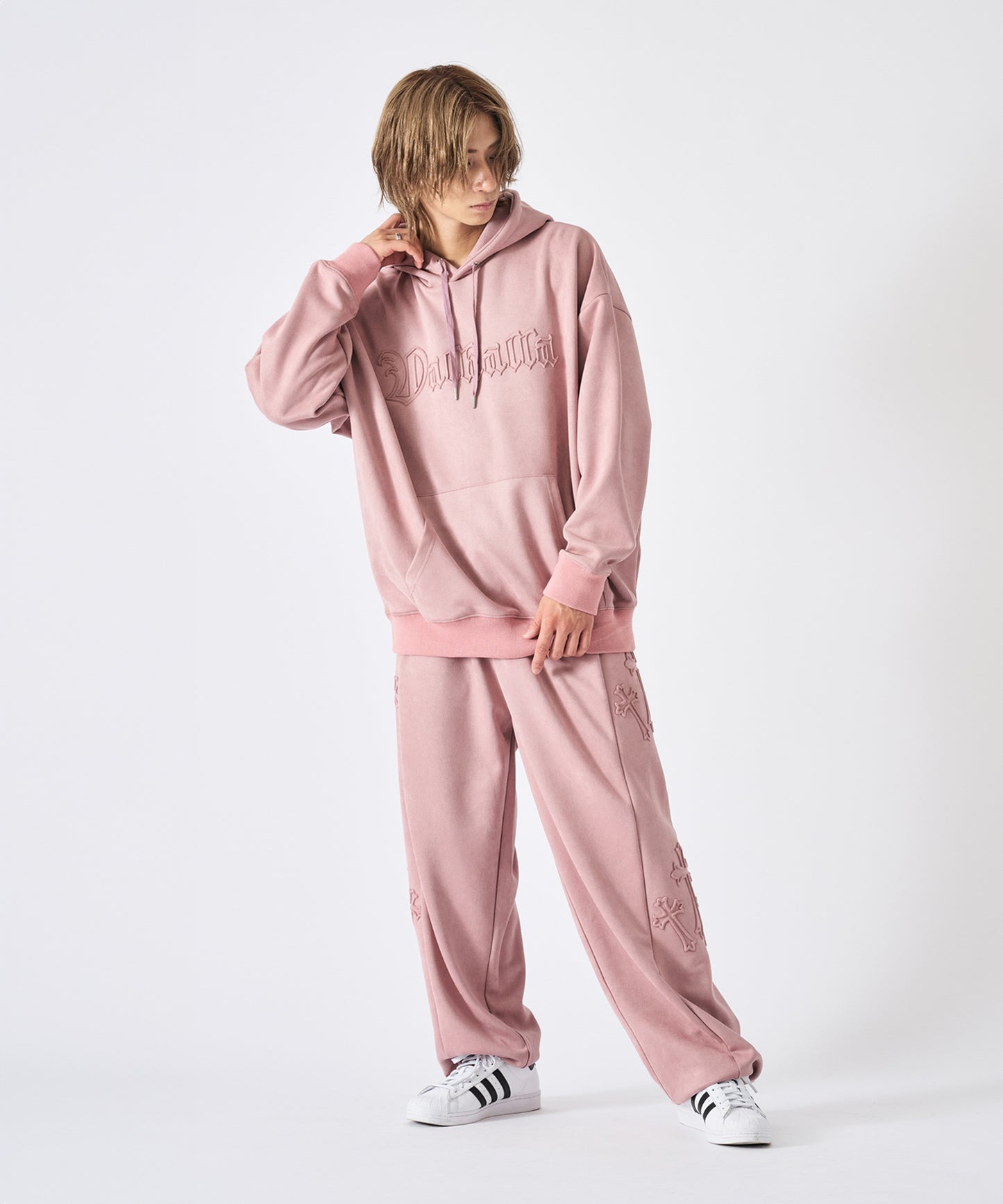スエードエンボスワイドパンツ