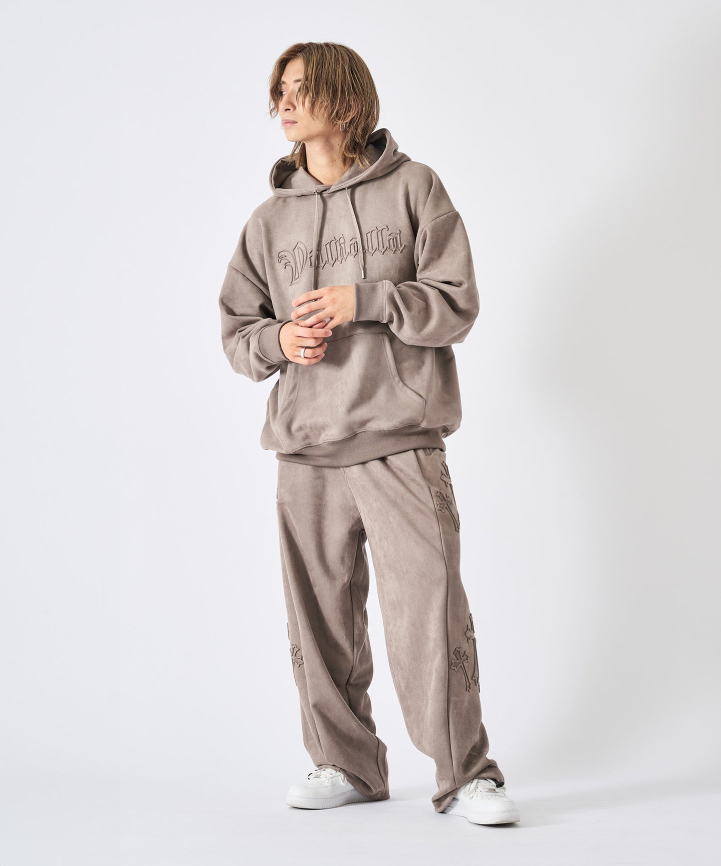 スエードエンボスワイドパンツ