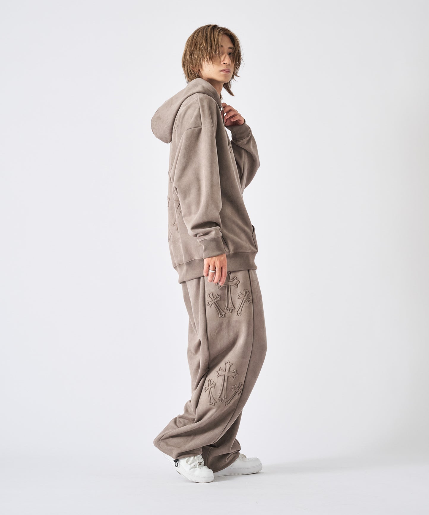 スエードエンボスワイドパンツ