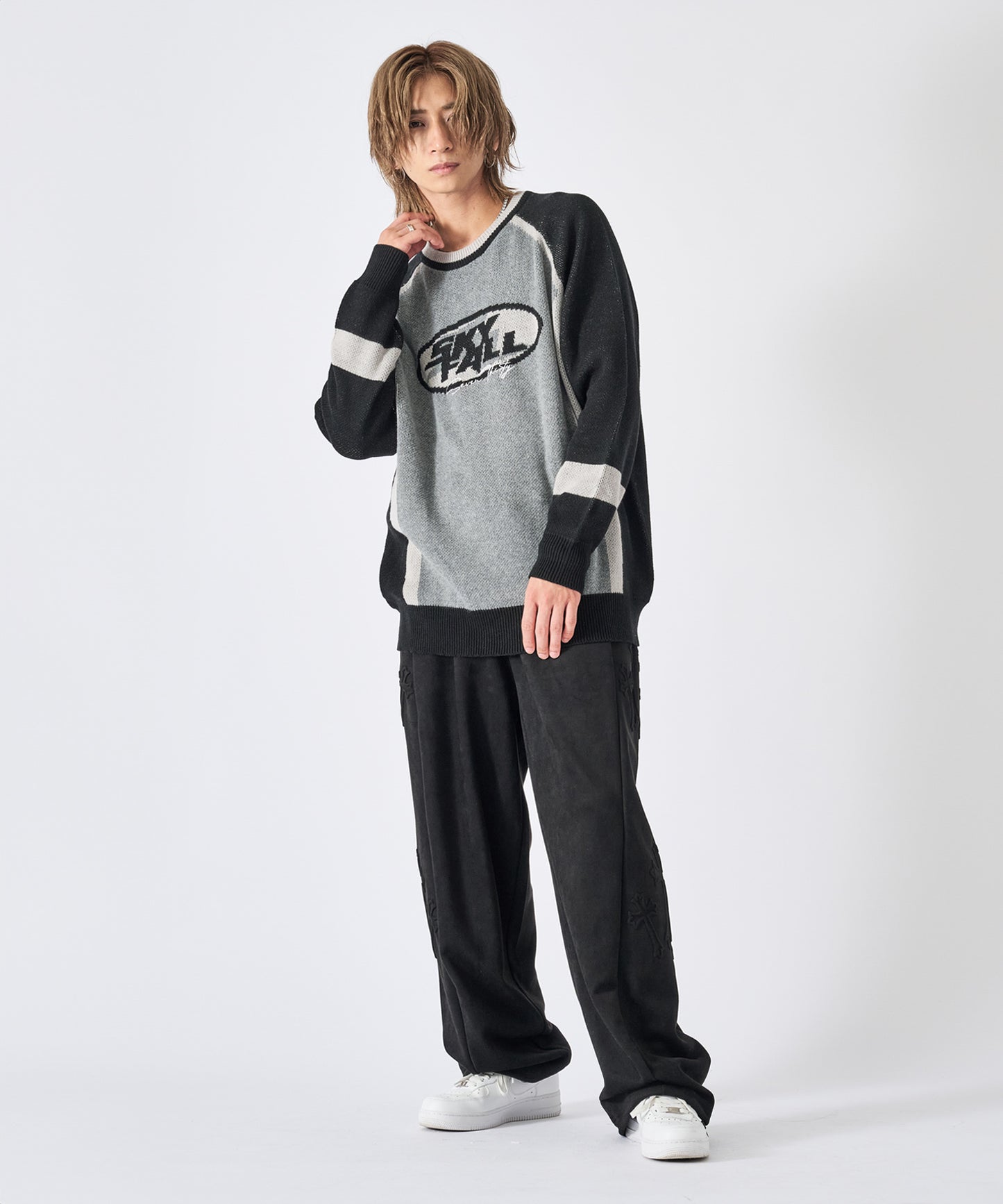 スエードエンボスワイドパンツ