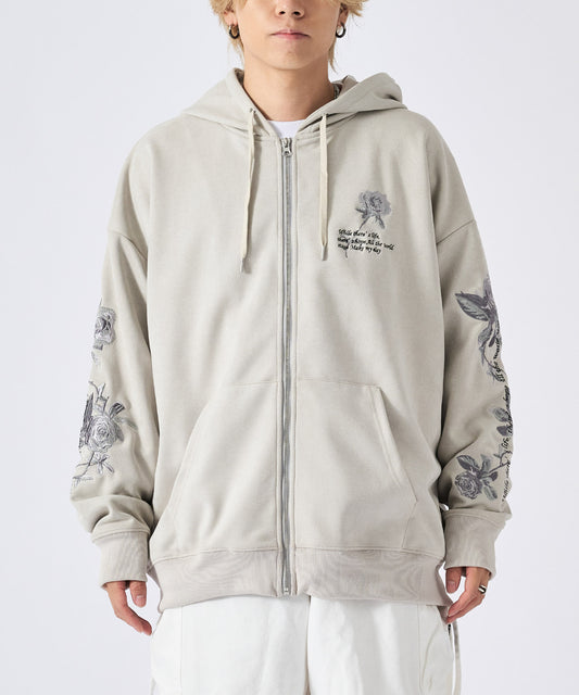 スエードジップパーカー