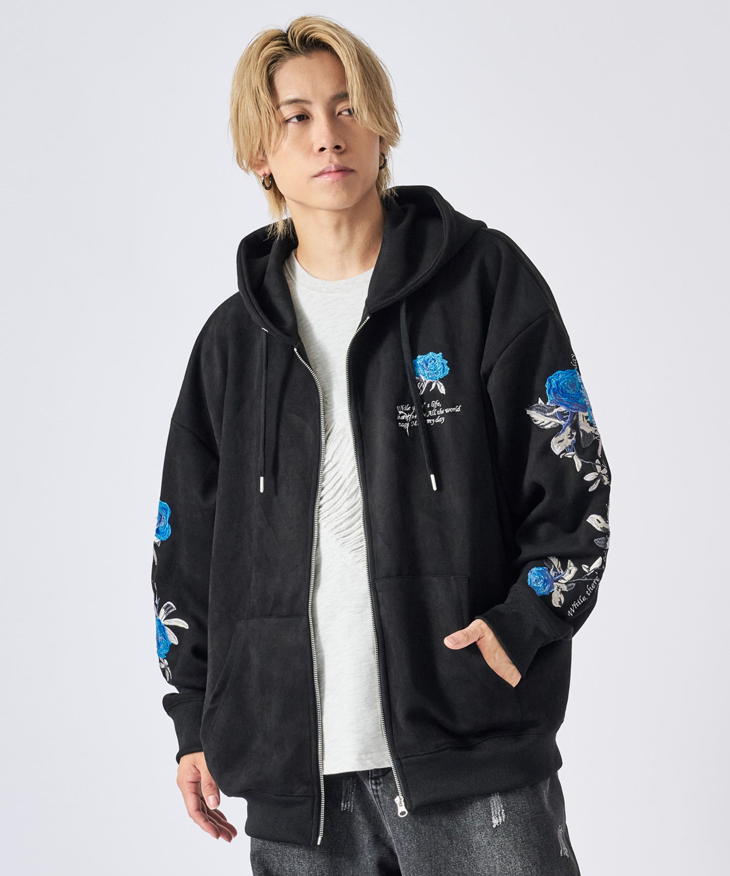 スエードジップパーカー