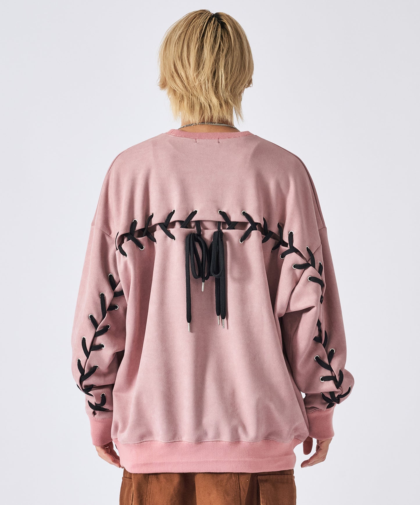 スエードレースアップトレーナー