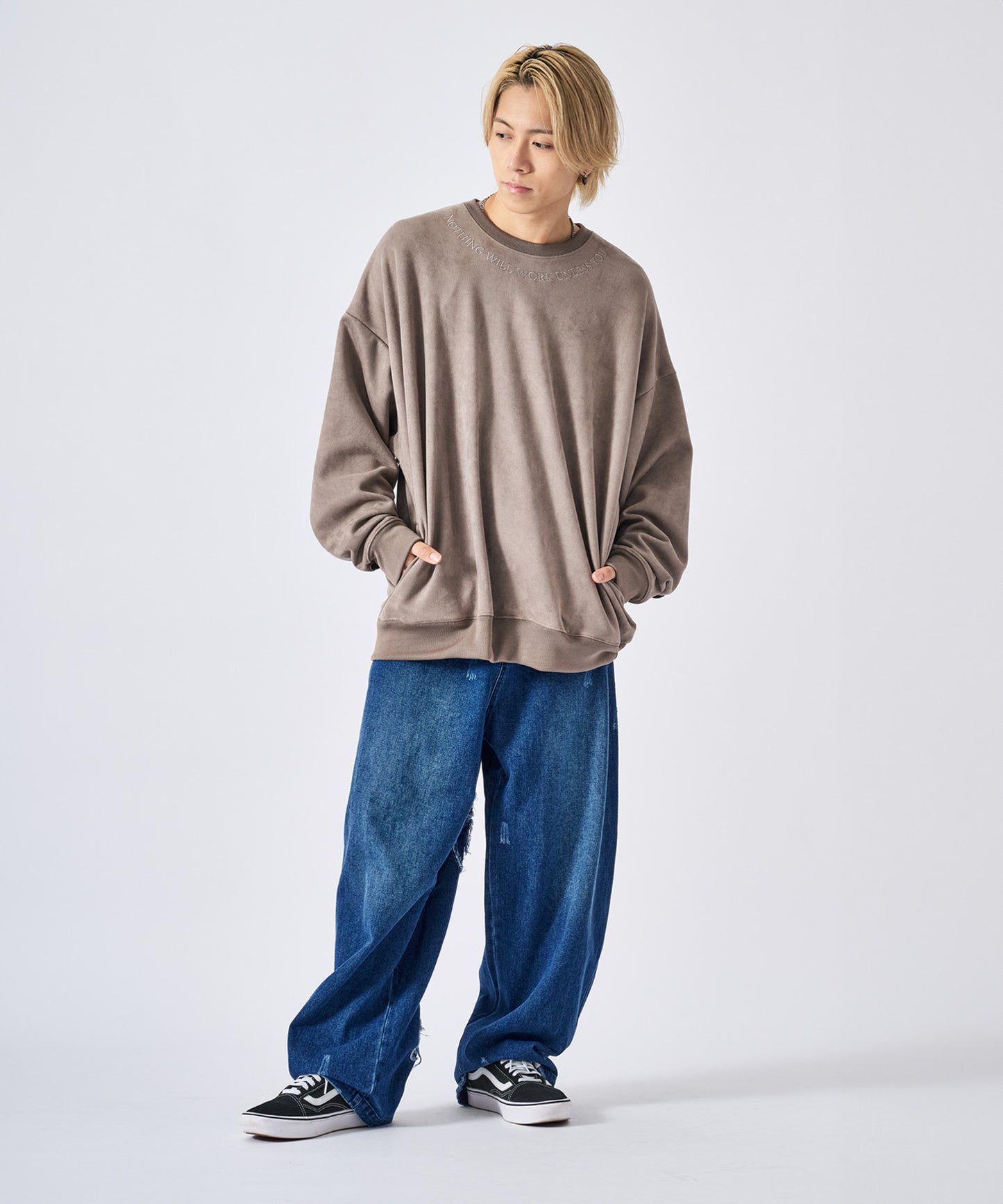 スエードレースアップトレーナー