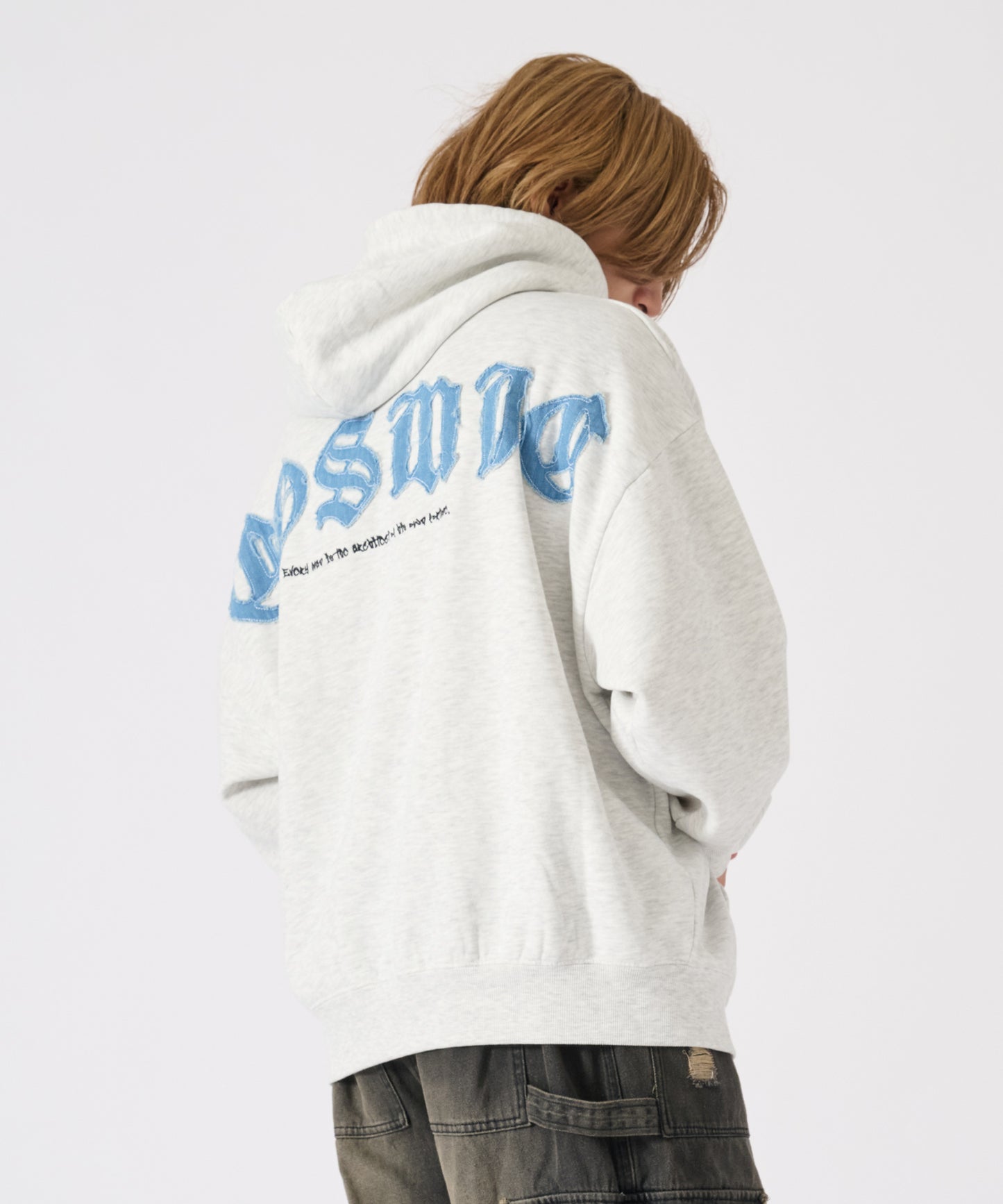 デニムアップリケパーカー