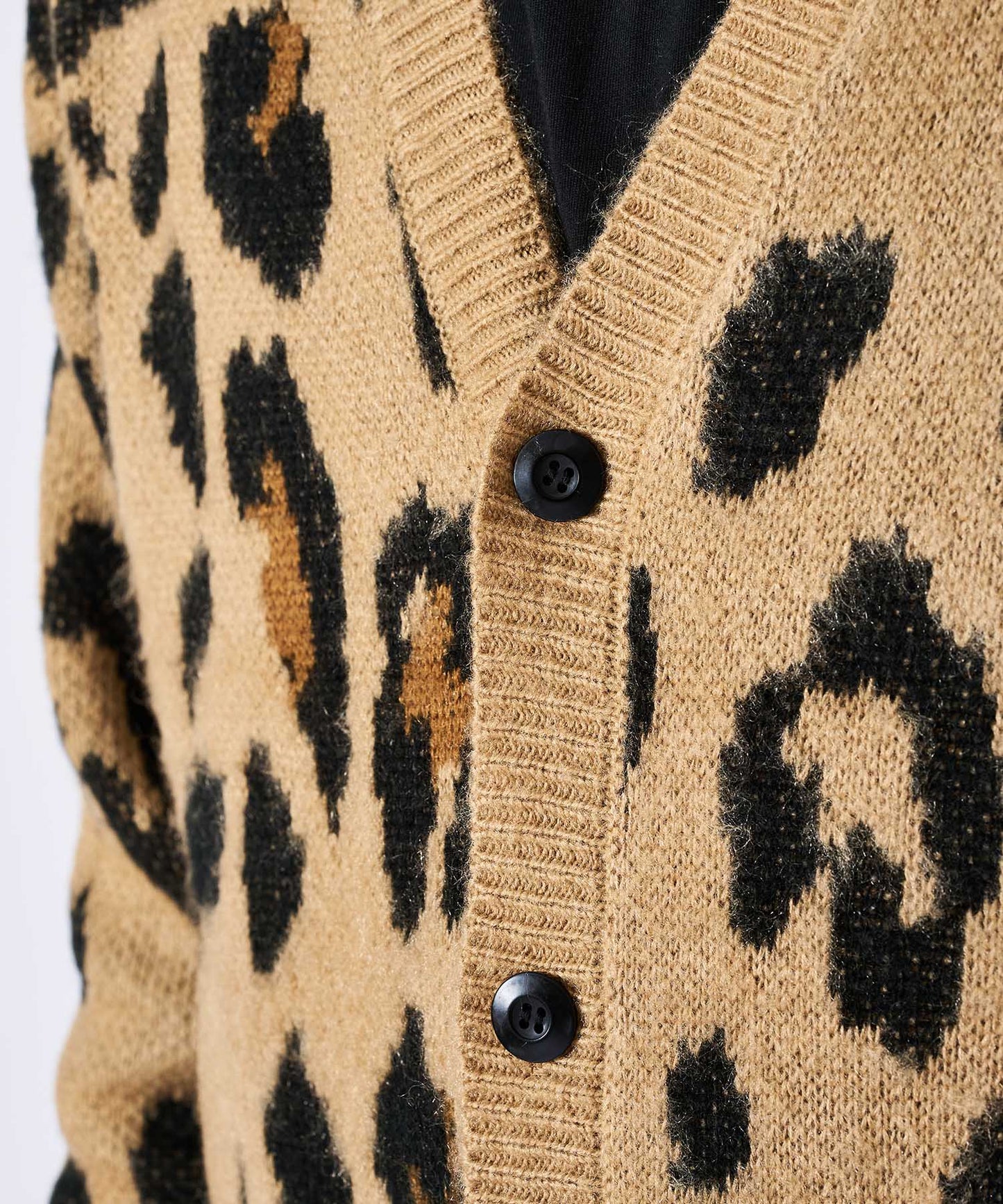 モヘアタッチ総柄カーディガン