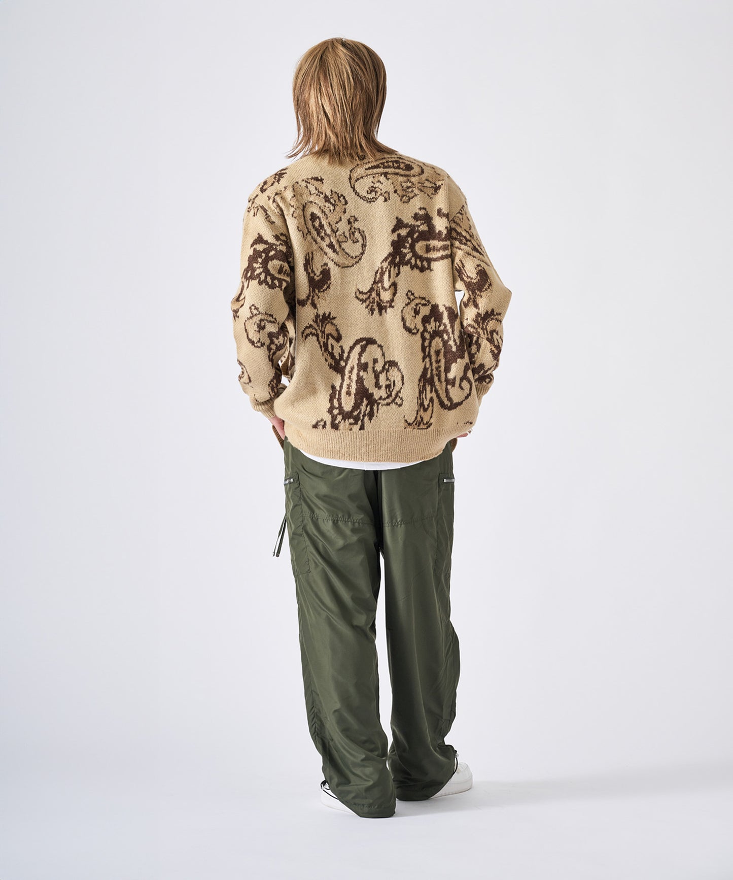 モヘアタッチ総柄カーディガン