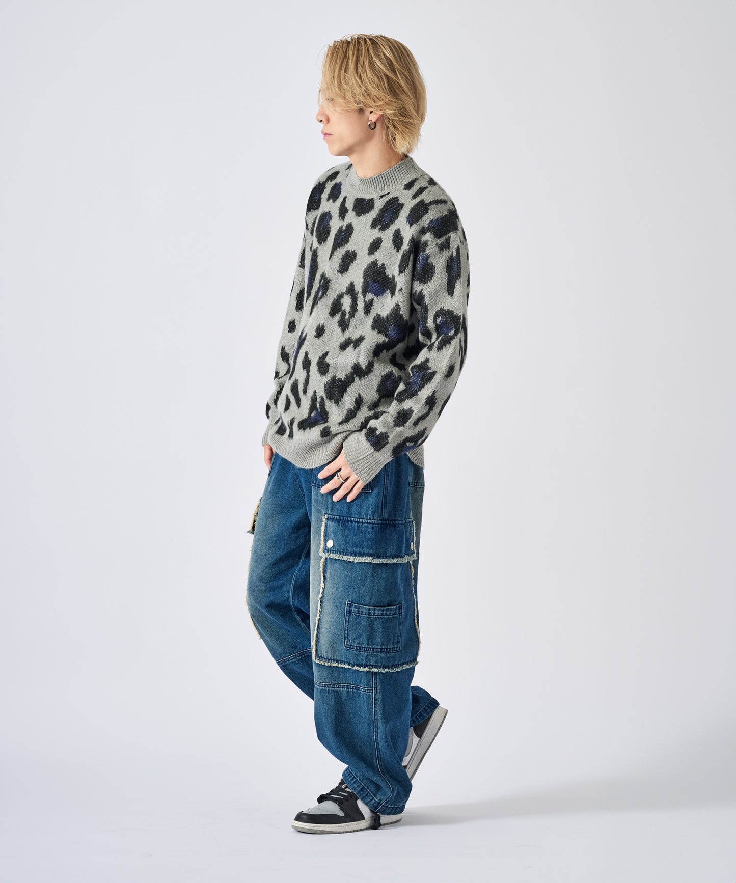モヘアタッチレオパードニット