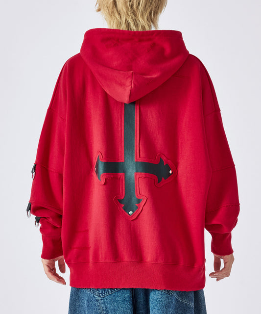 クロスアップリケパーカー