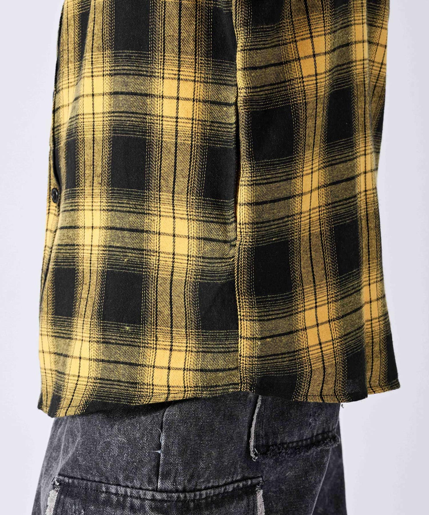 フード付き チェックシャツ