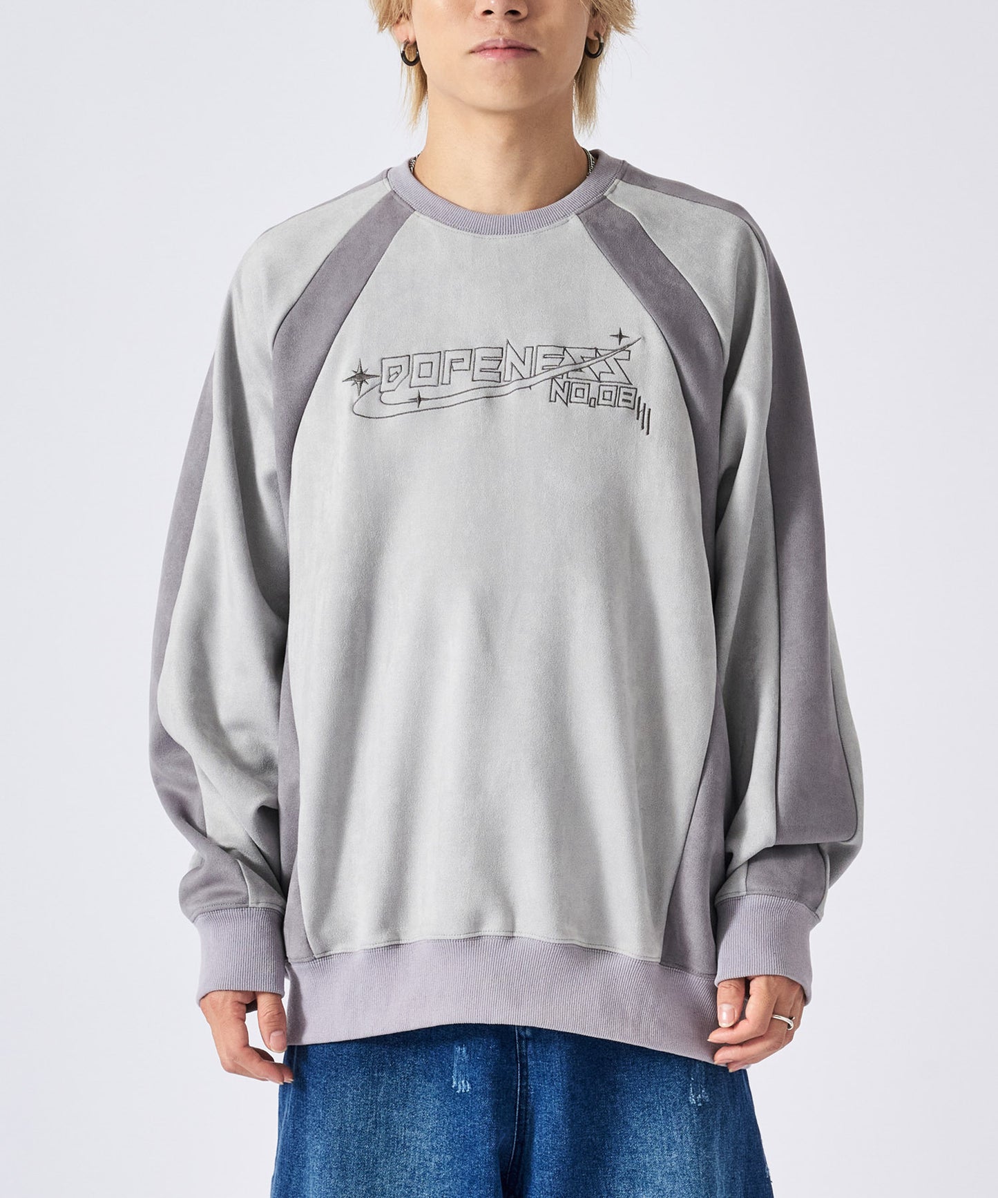 カットスエード 配色切り替えトレーナー