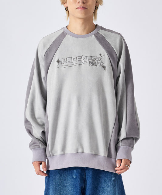 カットスエード 配色切り替えトレーナー