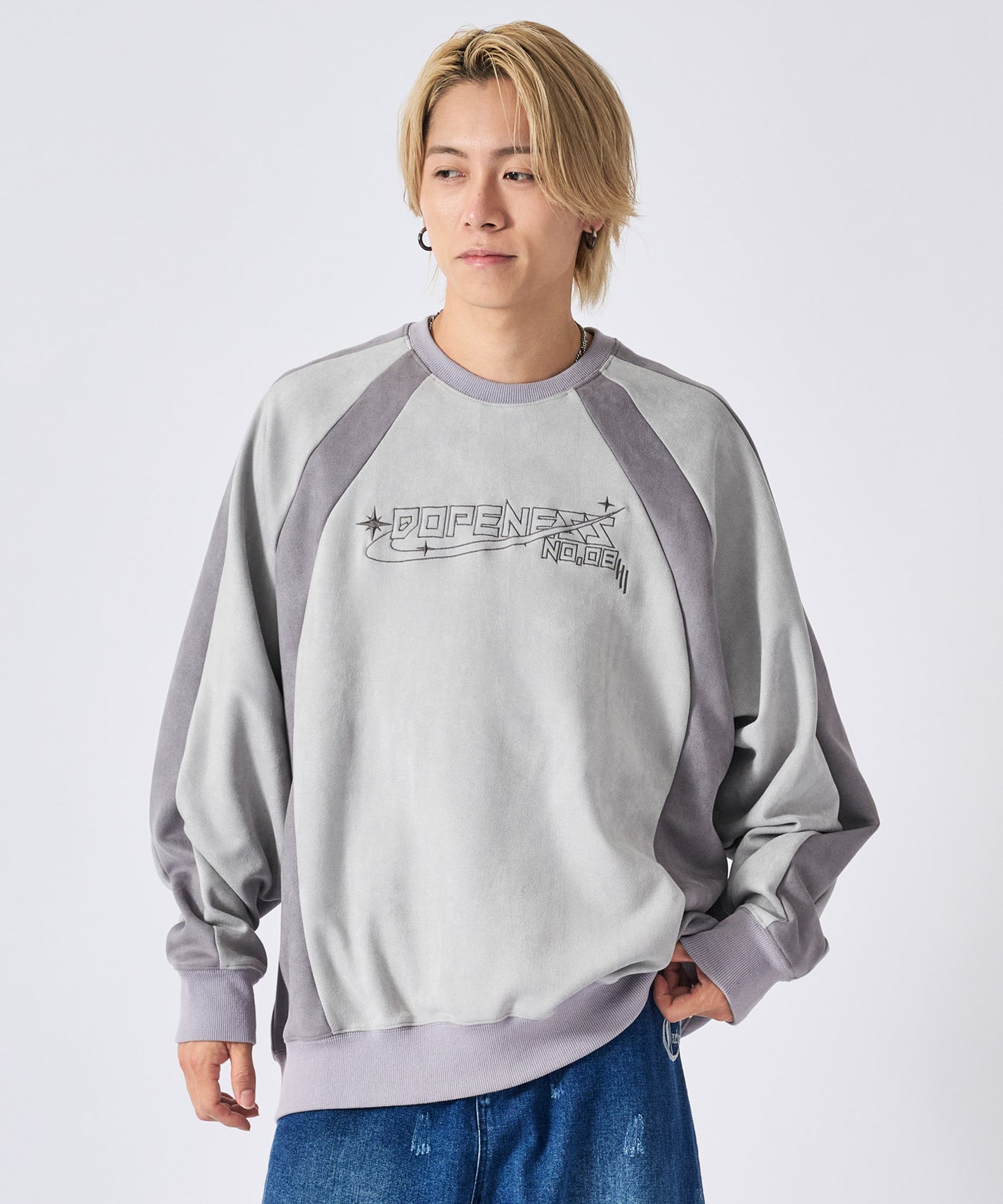 カットスエード 配色切り替えトレーナー