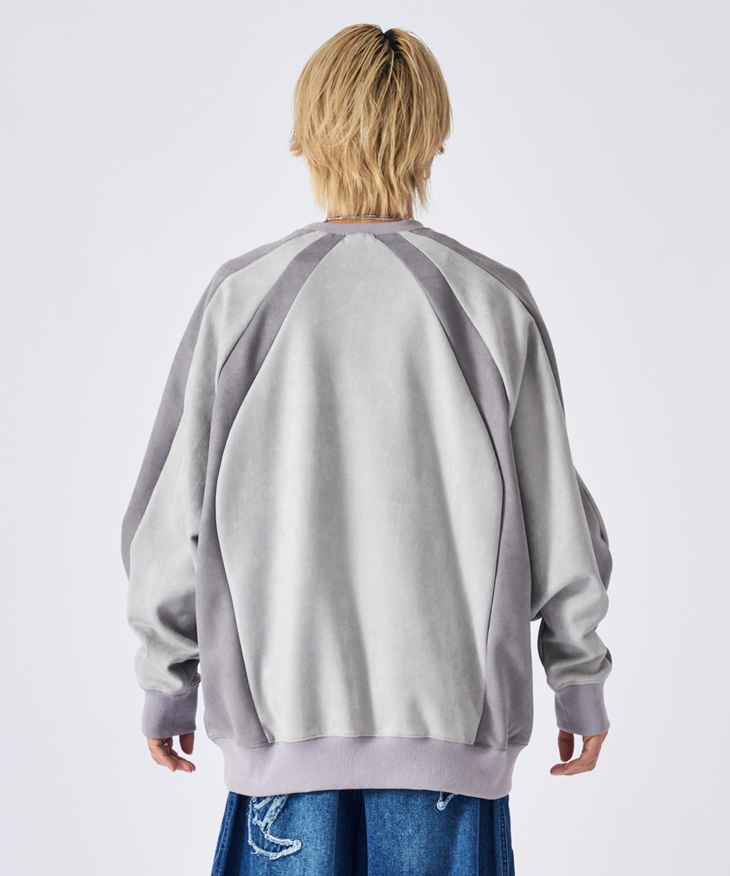 カットスエード 配色切り替えトレーナー