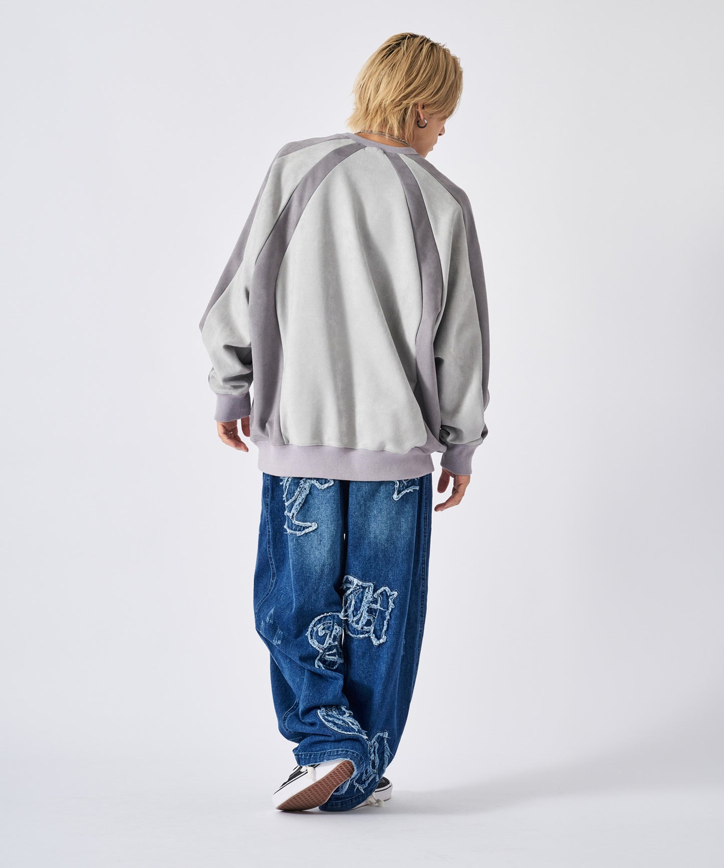 カットスエード 配色切り替えトレーナー