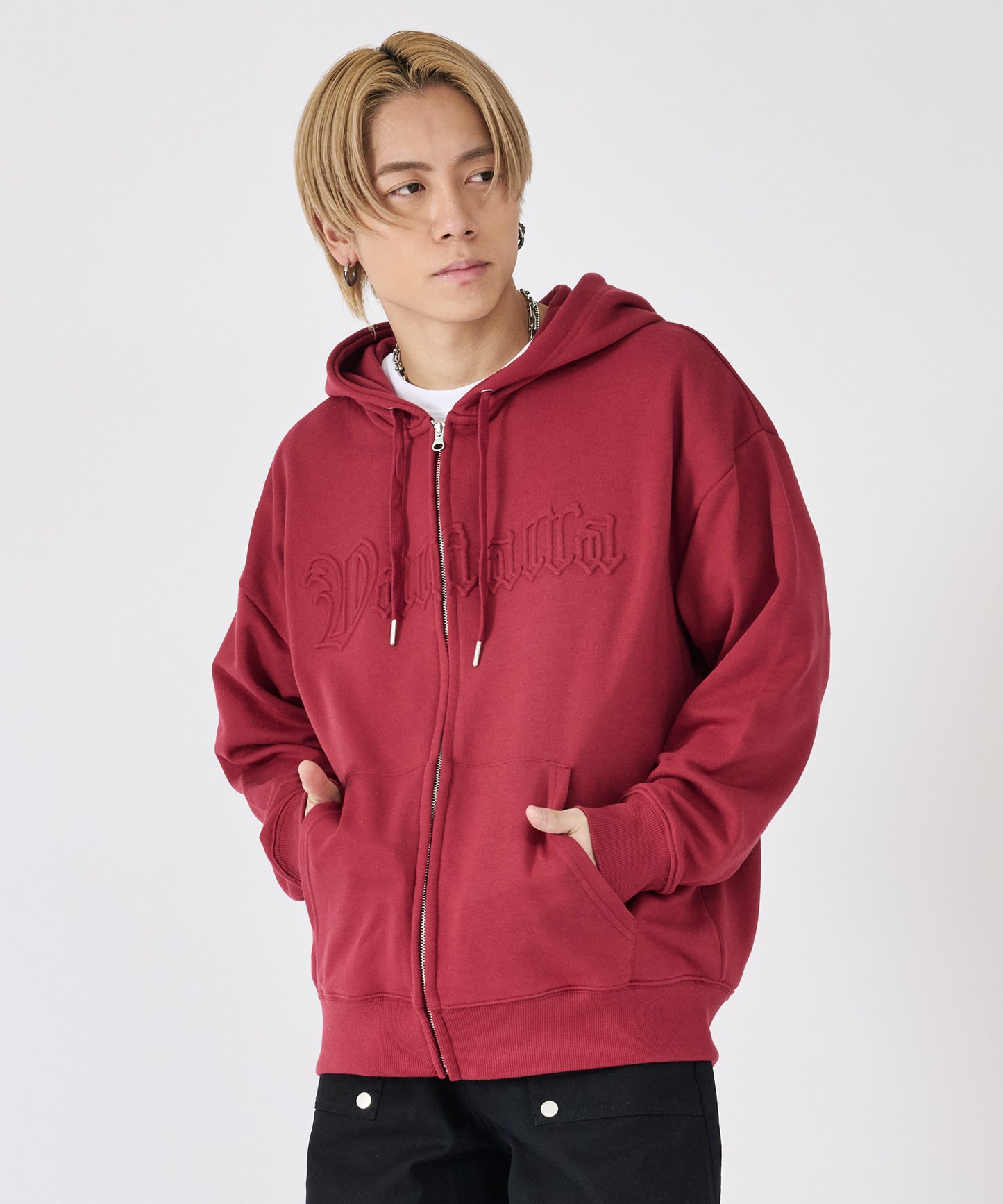 クロスエンボスZIPパーカー