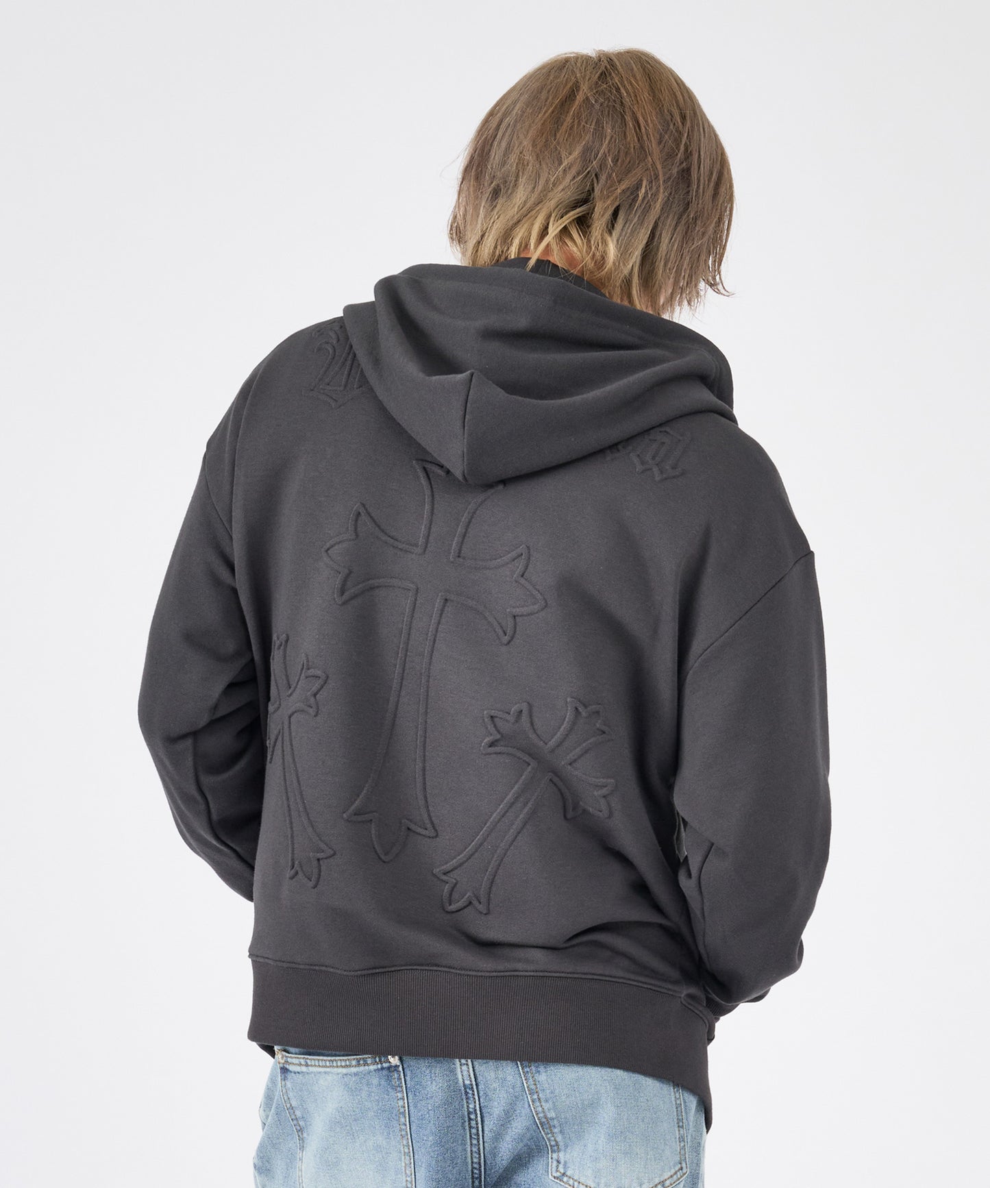 クロスエンボスZIPパーカー