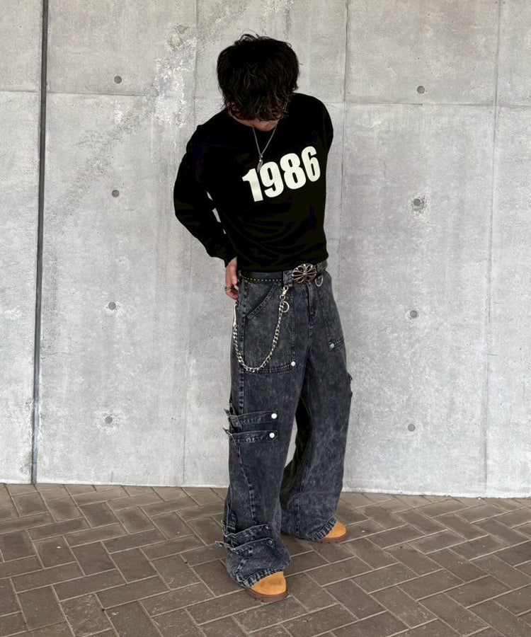 ベルトデザインデニムパンツ