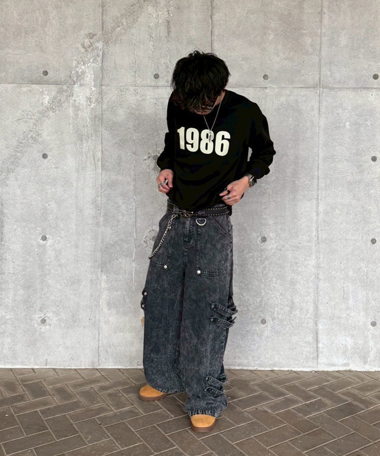 ベルトデザインデニムパンツ