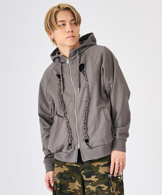 編み立てZIPパーカー