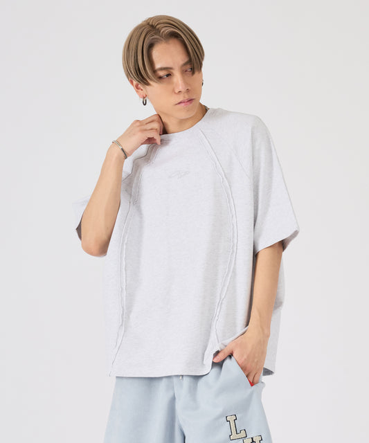 カットオフ切り替え半袖Tee