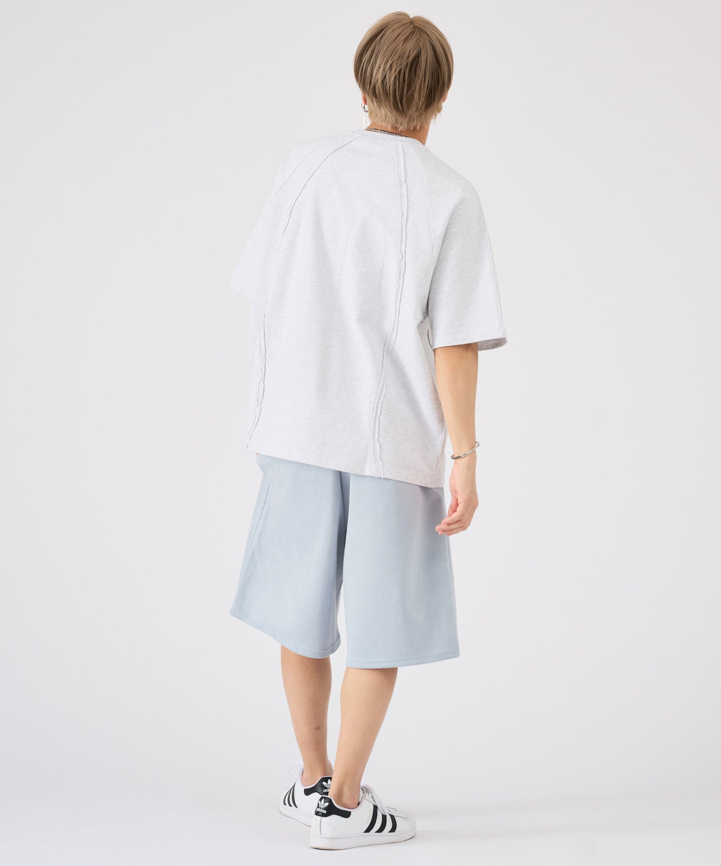 カットオフ切り替え半袖Tee
