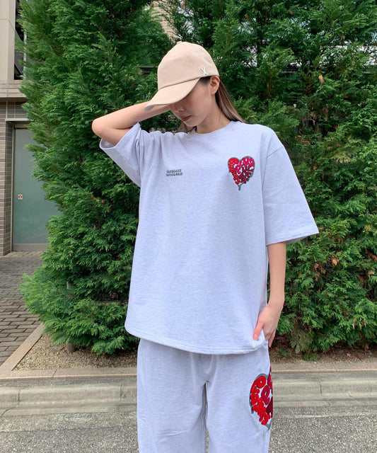 ハートサガラ刺繍半袖Tee