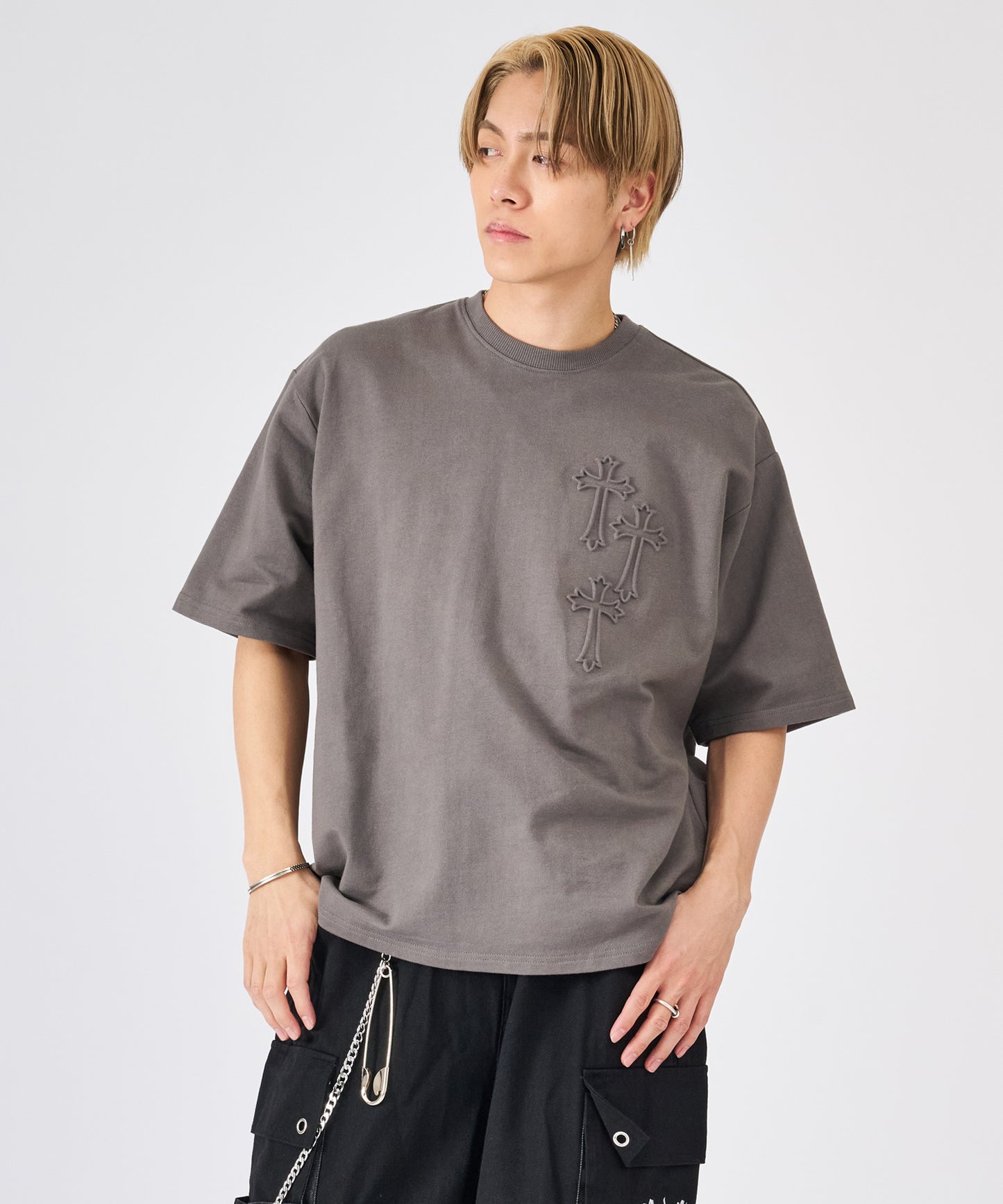 クロスエンボス半袖Tee